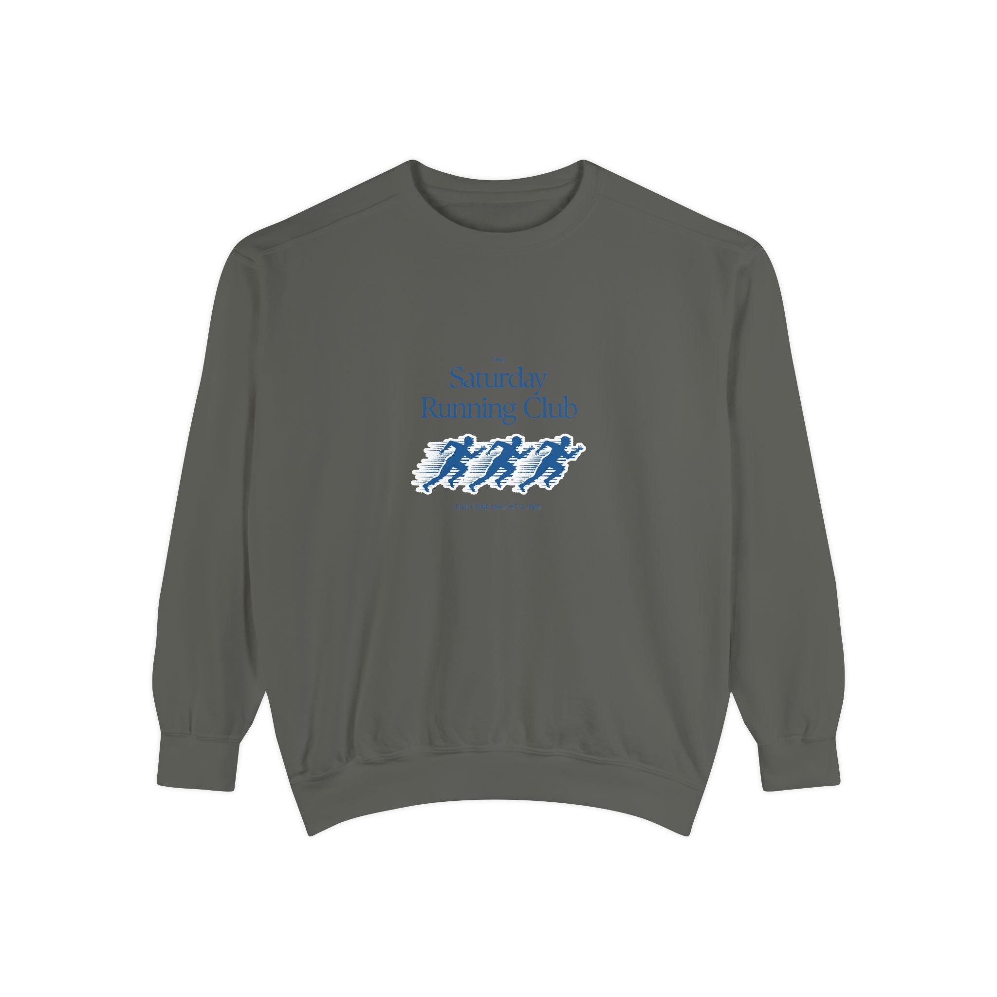 Running Club Unisex Garment-Dyed Sweatshirt, Cozy Pullover Sweatshirt, Casual Streetwear, Gift for Her