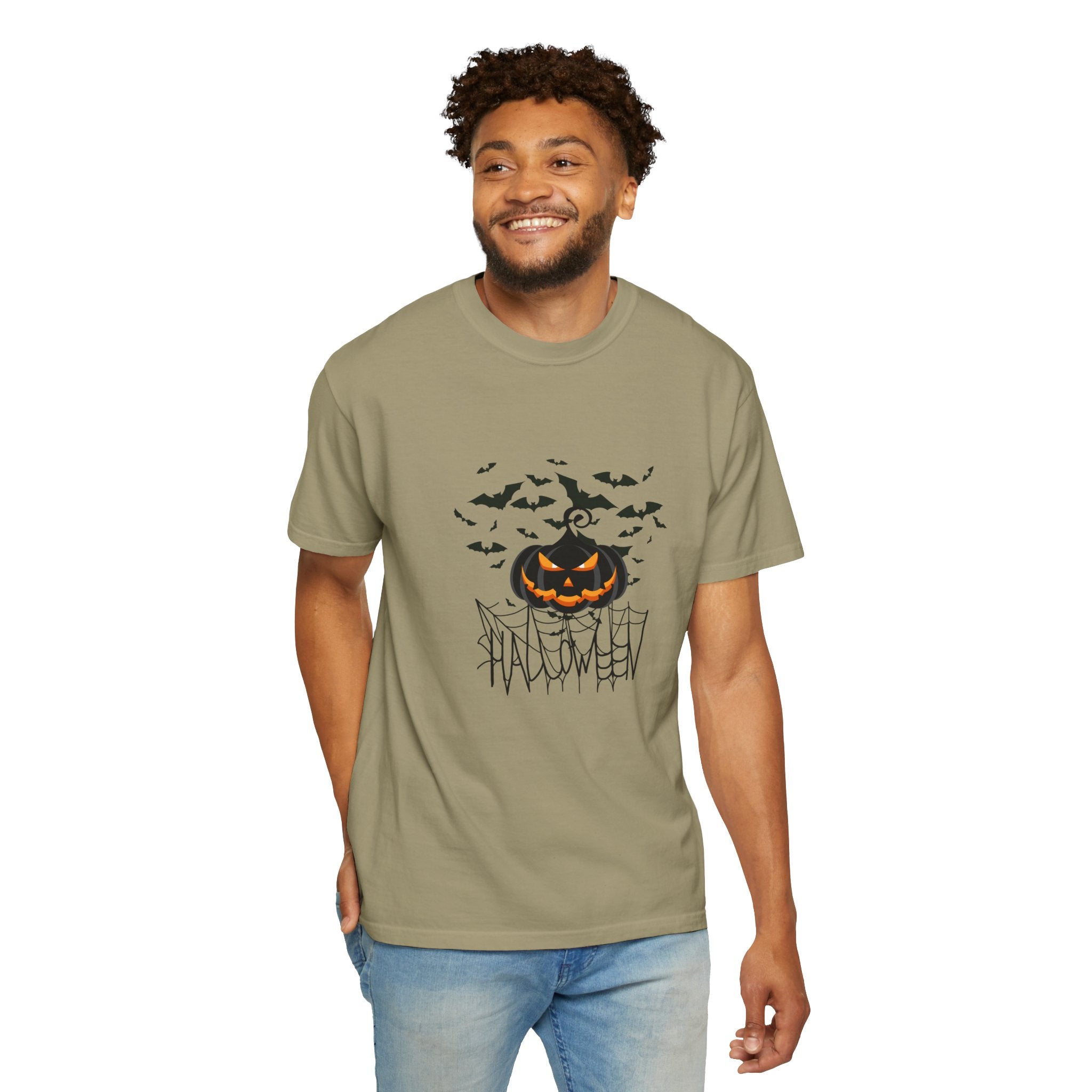 Halloween Vibe Unisex Garment-Dyed T-shirt, Casual Wear, Summer Vibe, Gift for Friends, Relaxed Everyday Style