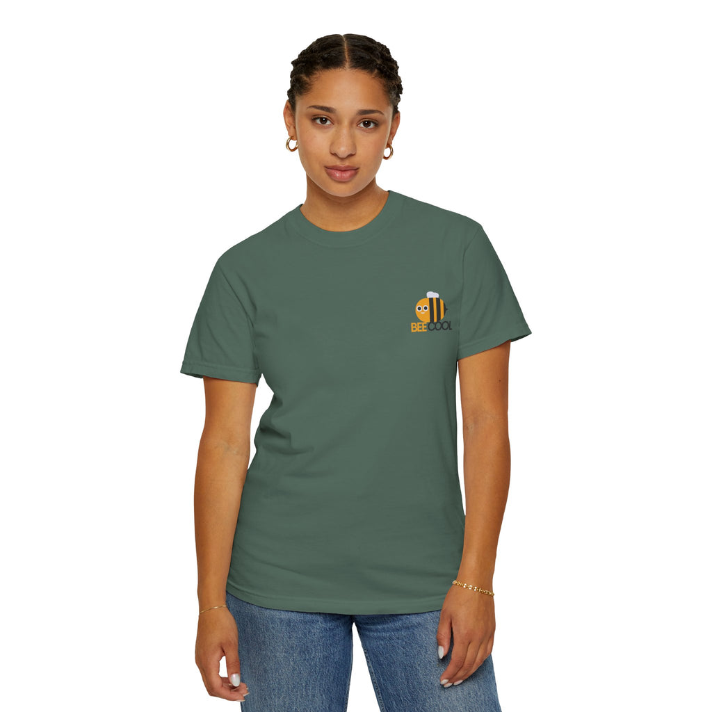 Leafen Bee Cool Unisex Garment-Dyed T-shirt, Casual Wear, Summer Vibe, Gift for Friends, Relaxed Everyday Style