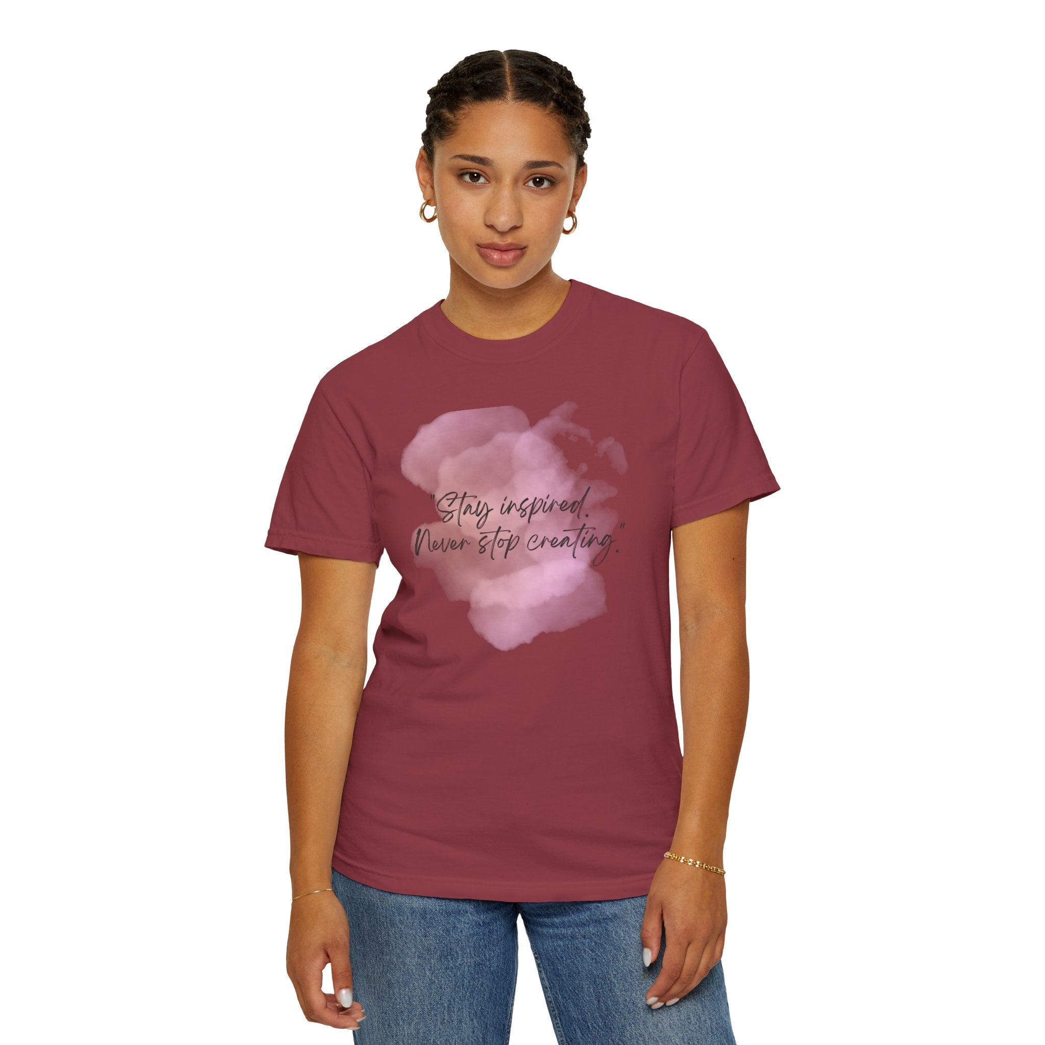 Leafen Stay Inspired Unisex Garment-Dyed T-shirt, Casual Wear, Summer Vibe, Gift for Friends, Relaxed Everyday Style