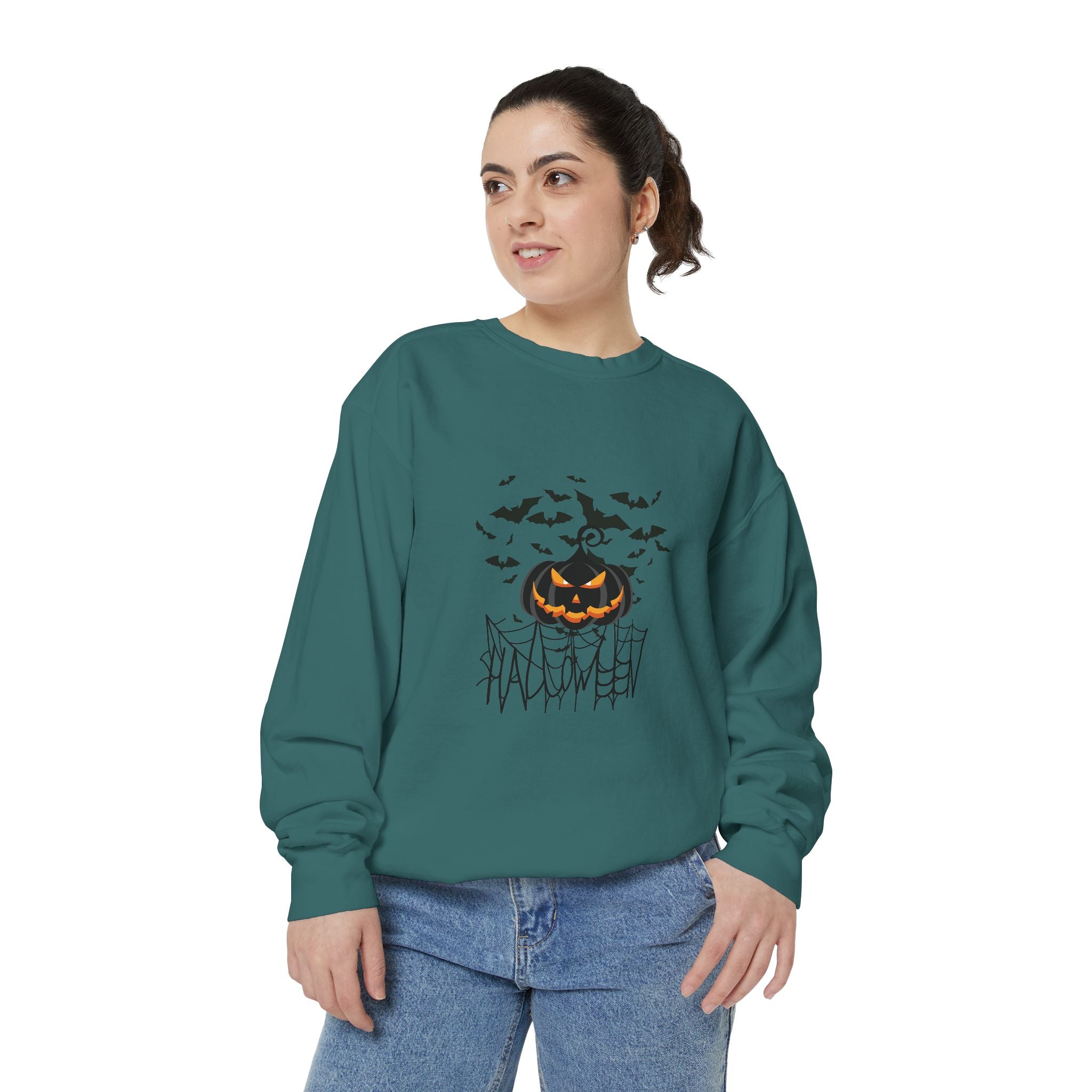 Leafen Halloween Web Unisex Sweatshirt, Casual Crewneck, Gift for Friends, Motivational Apparel, Everyday Comfort Wear