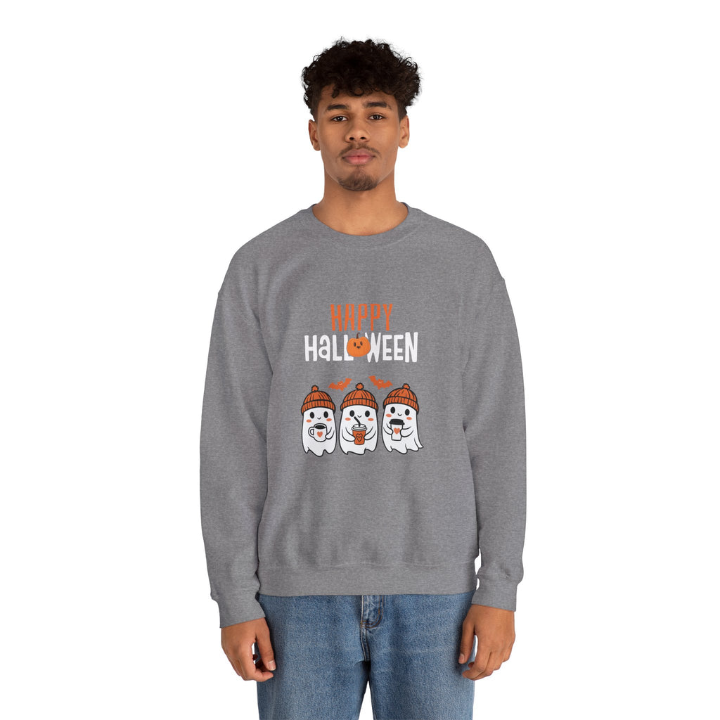 Leafen Happy Halloween Sweatshirt, Cozy Crewneck, Unisex Gift, Perfect for Halloween, Casual Wear