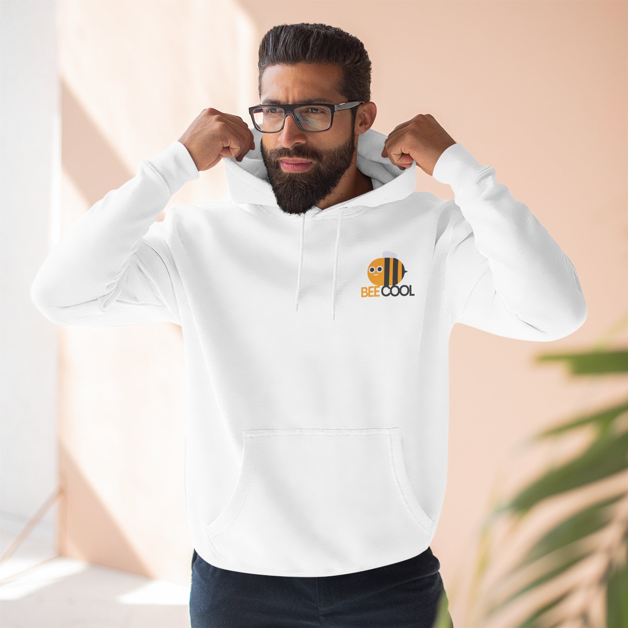 Leafen Bee Cool Fleece Hoodie - Fall Design, Cozy Sweatshirt, Perfect for cool weather, Fall Fashion, Gift Idea