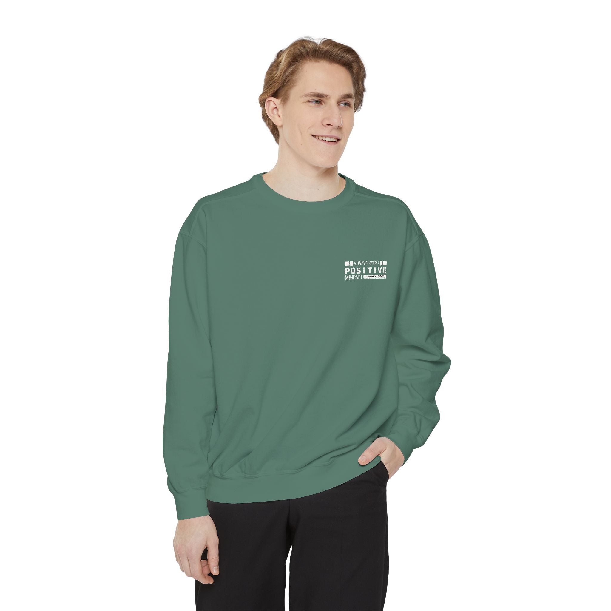 Leafen Positive Vibes Unisex Sweatshirt, Casual Crewneck, Gift for Friends, Motivational Apparel, Everyday Comfort Wear