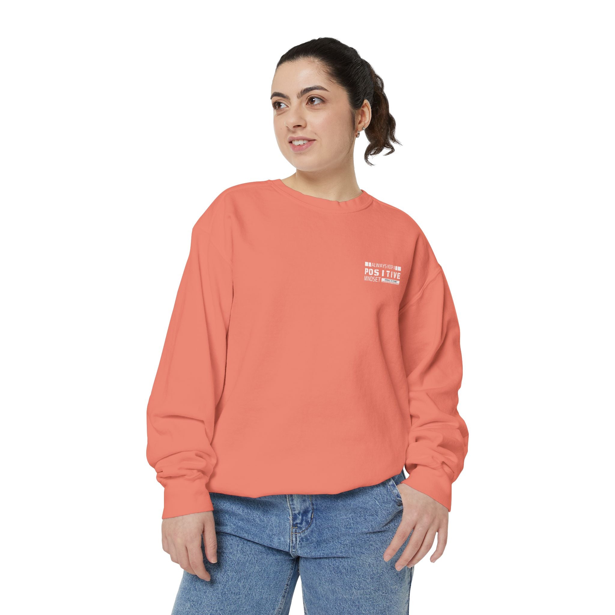 Leafen Positive Vibes Unisex Sweatshirt, Casual Crewneck, Gift for Friends, Motivational Apparel, Everyday Comfort Wear