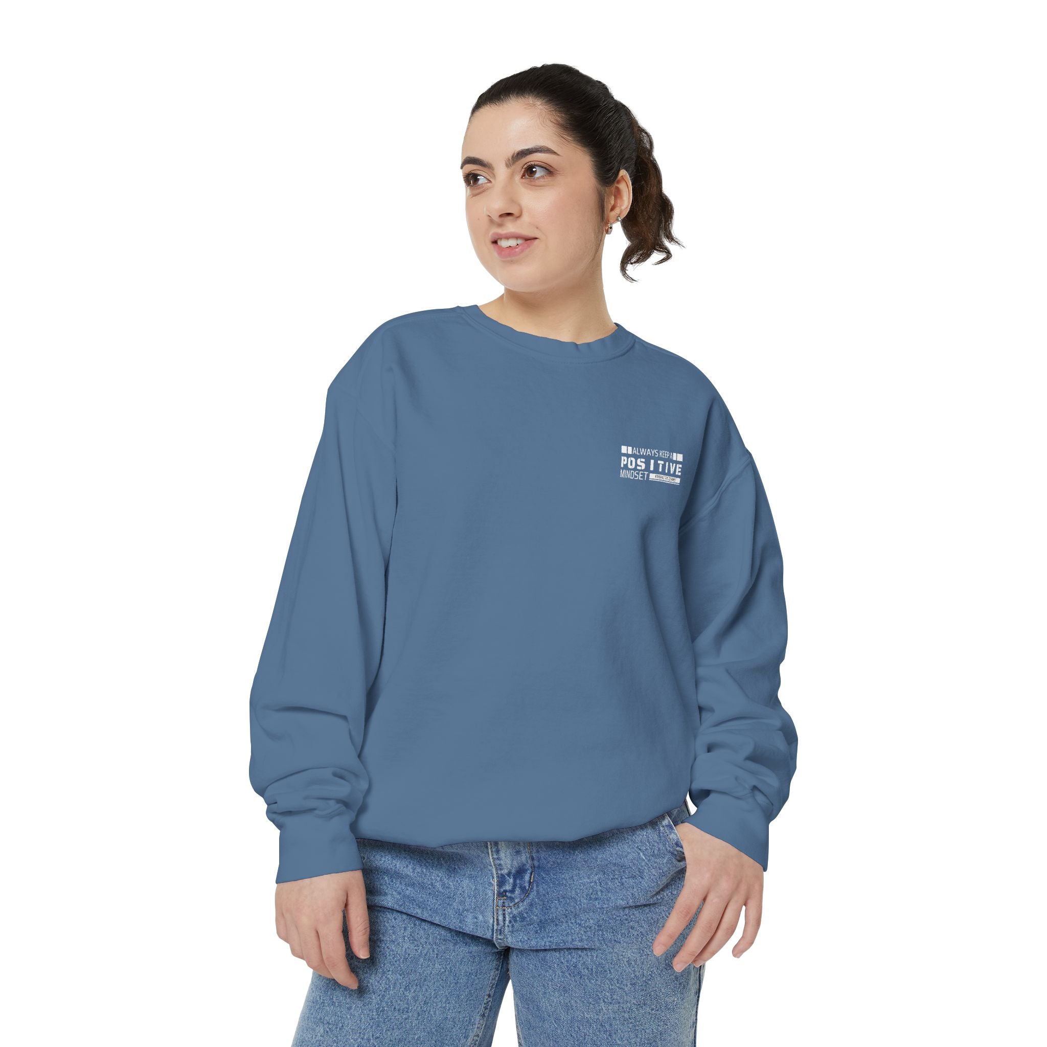 Leafen Positive Vibes Unisex Sweatshirt, Casual Crewneck, Gift for Friends, Motivational Apparel, Everyday Comfort Wear