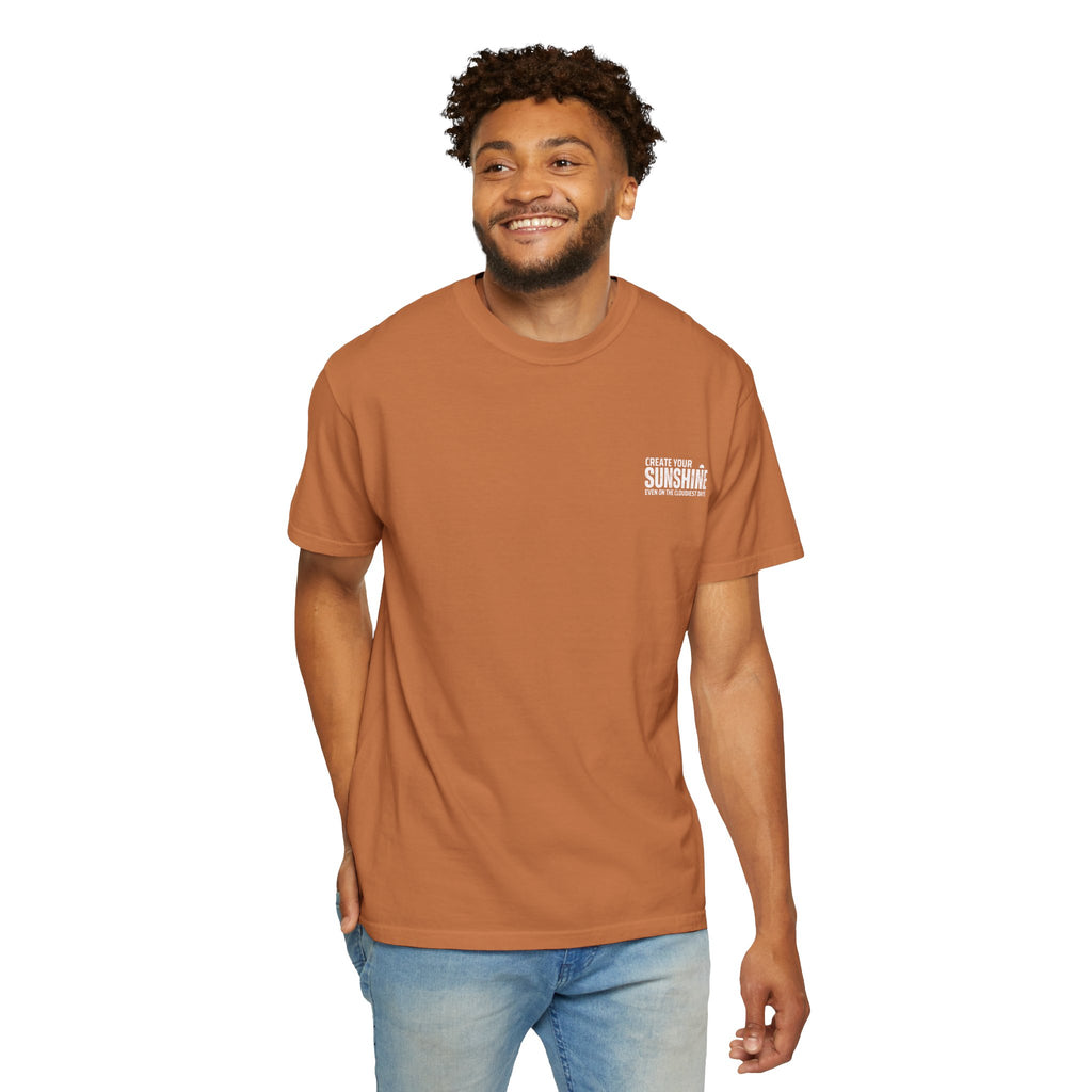 Leafen Create Sunshine Unisex Garment-Dyed T-shirt, Casual Wear, Summer Vibe, Gift for Friends, Relaxed Everyday Style