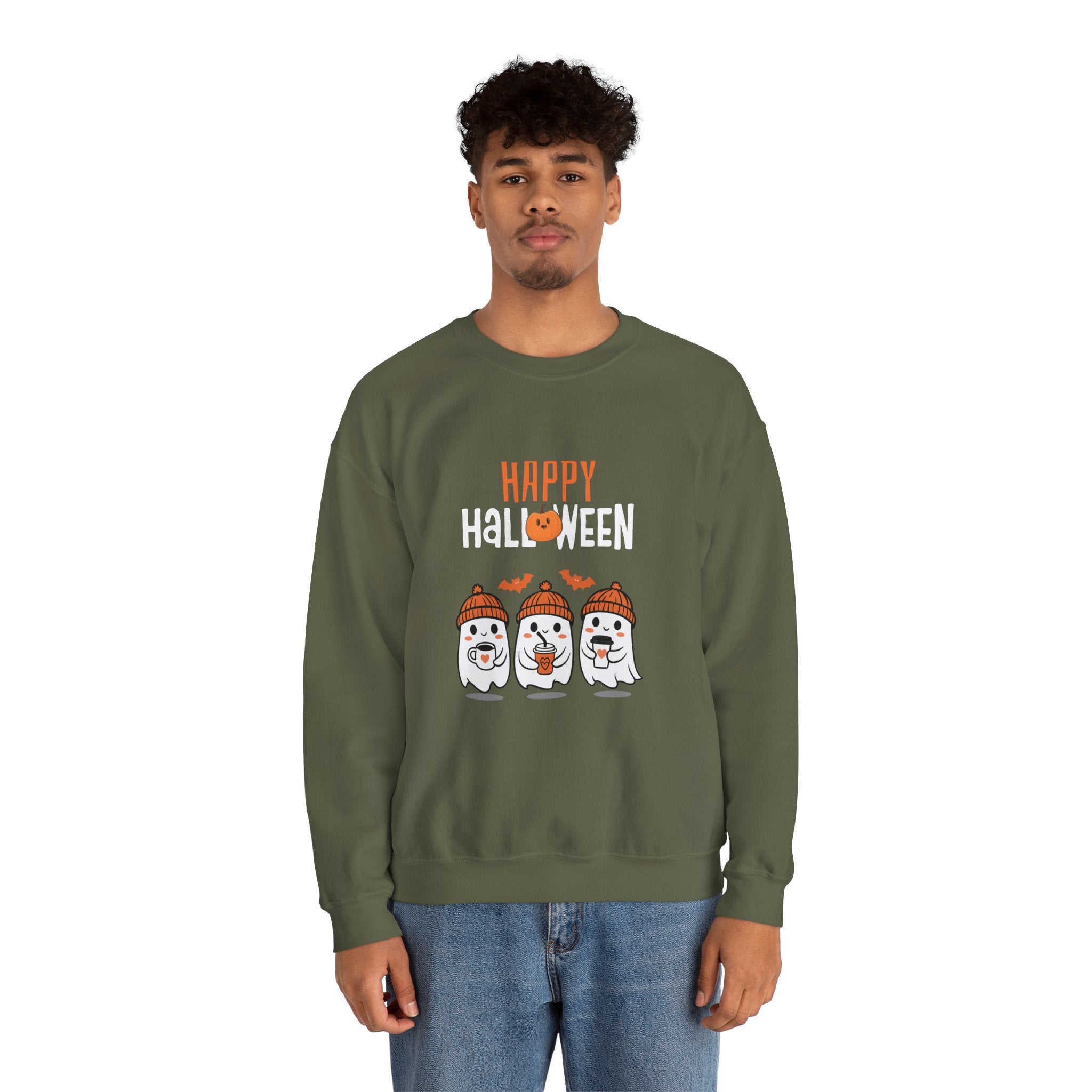 Leafen Happy Halloween Sweatshirt, Cozy Crewneck, Unisex Gift, Perfect for Halloween, Casual Wear