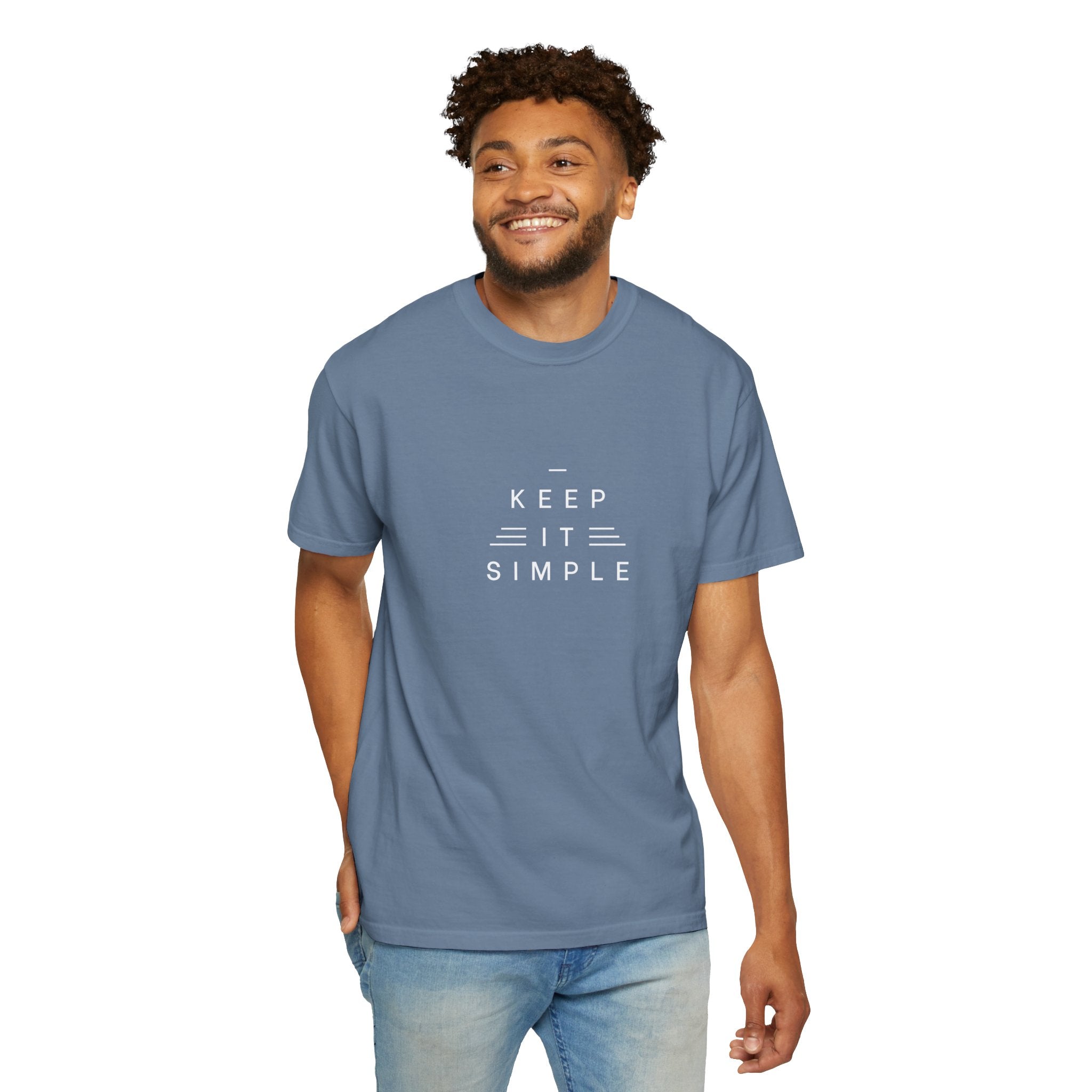 Leafen Keep it Simple Unisex Garment-Dyed T-shirt, Casual Wear, Summer Vibe, Gift for Friends, Relaxed Everyday Style