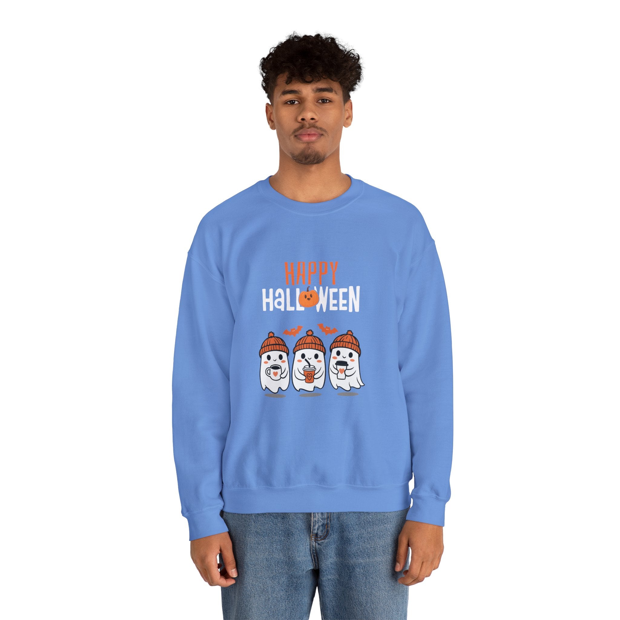 Leafen Happy Halloween Sweatshirt, Cozy Crewneck, Unisex Gift, Perfect for Halloween, Casual Wear