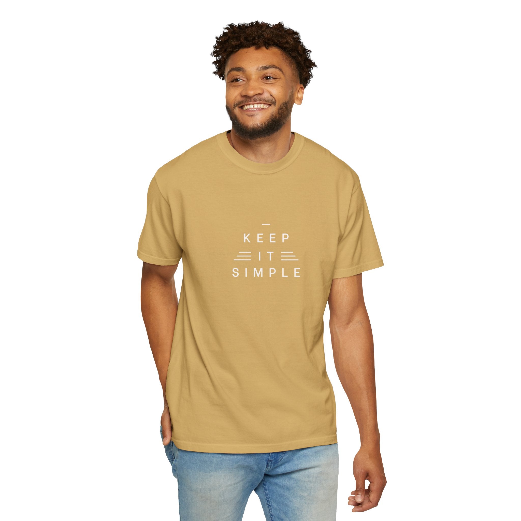 Leafen Keep it Simple Unisex Garment-Dyed T-shirt, Casual Wear, Summer Vibe, Gift for Friends, Relaxed Everyday Style