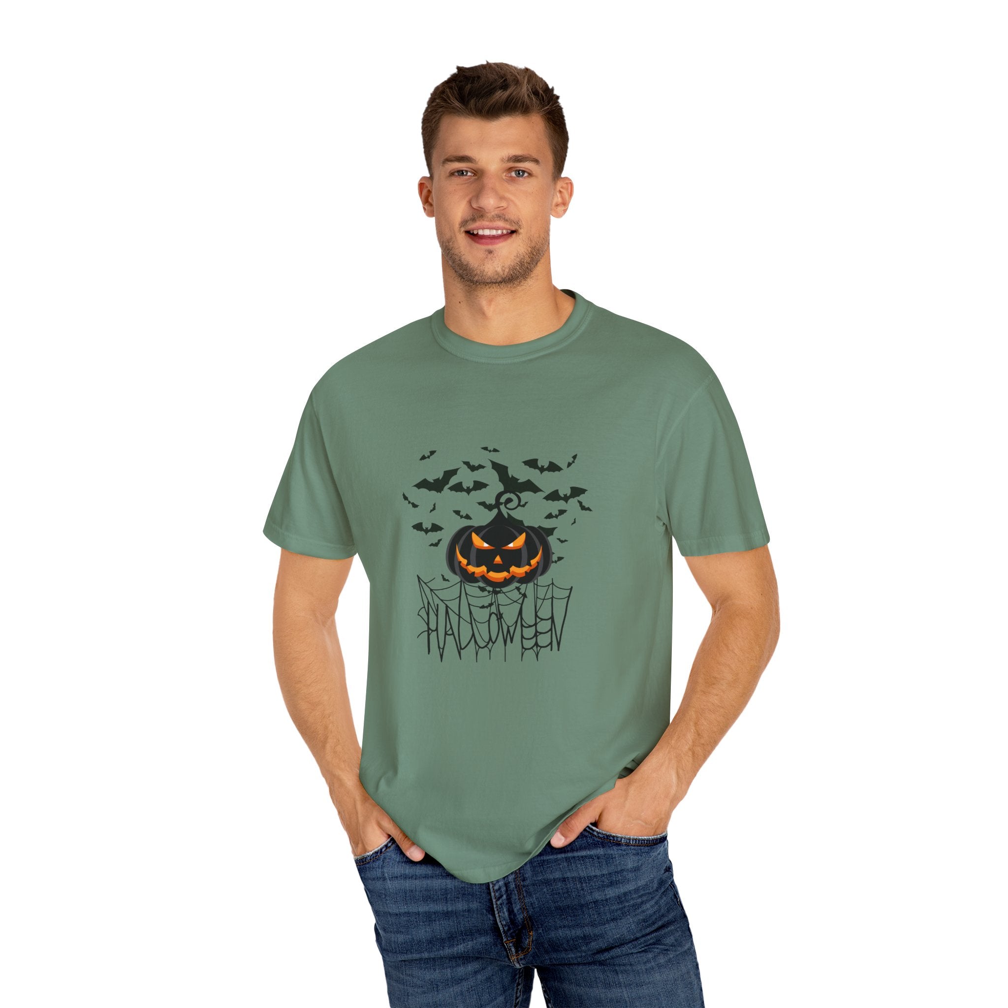 Halloween Vibe Unisex Garment-Dyed T-shirt, Casual Wear, Summer Vibe, Gift for Friends, Relaxed Everyday Style