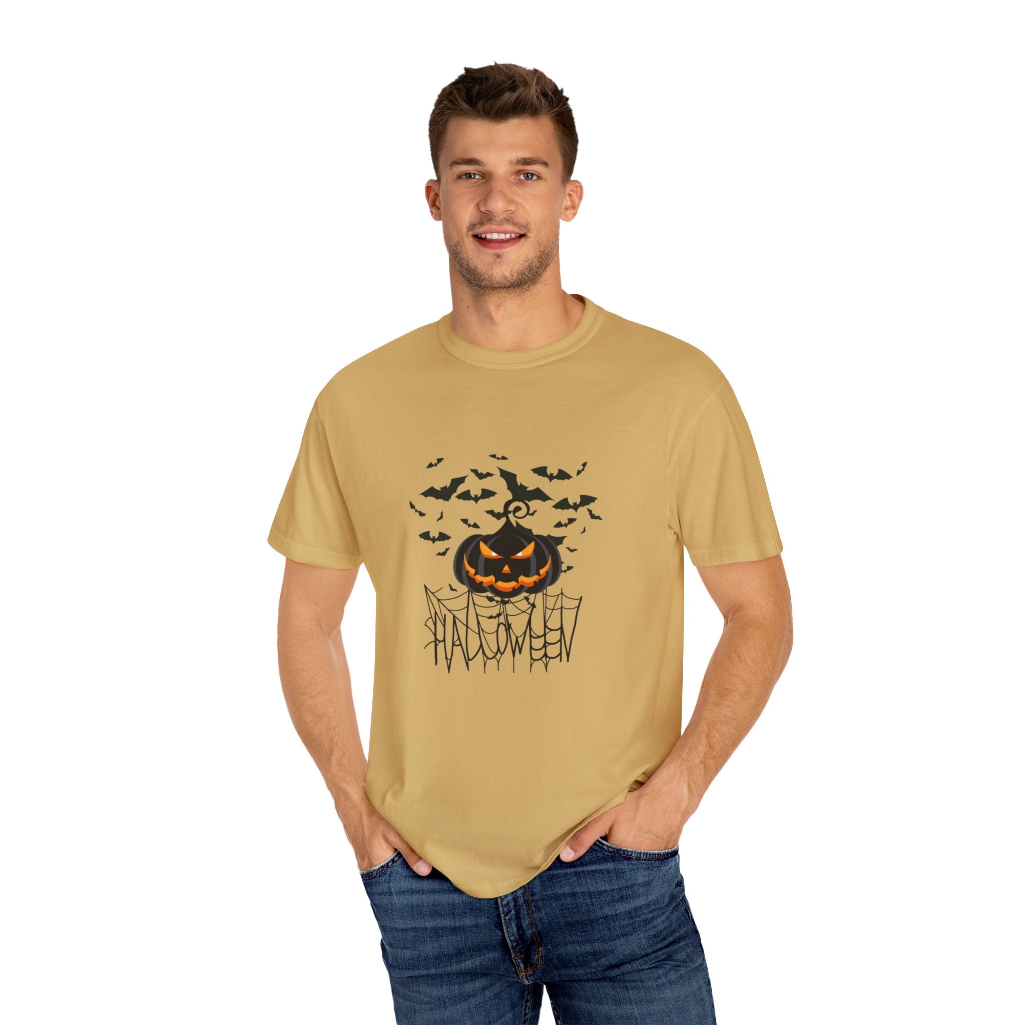 Halloween Vibe Unisex Garment-Dyed T-shirt, Casual Wear, Summer Vibe, Gift for Friends, Relaxed Everyday Style