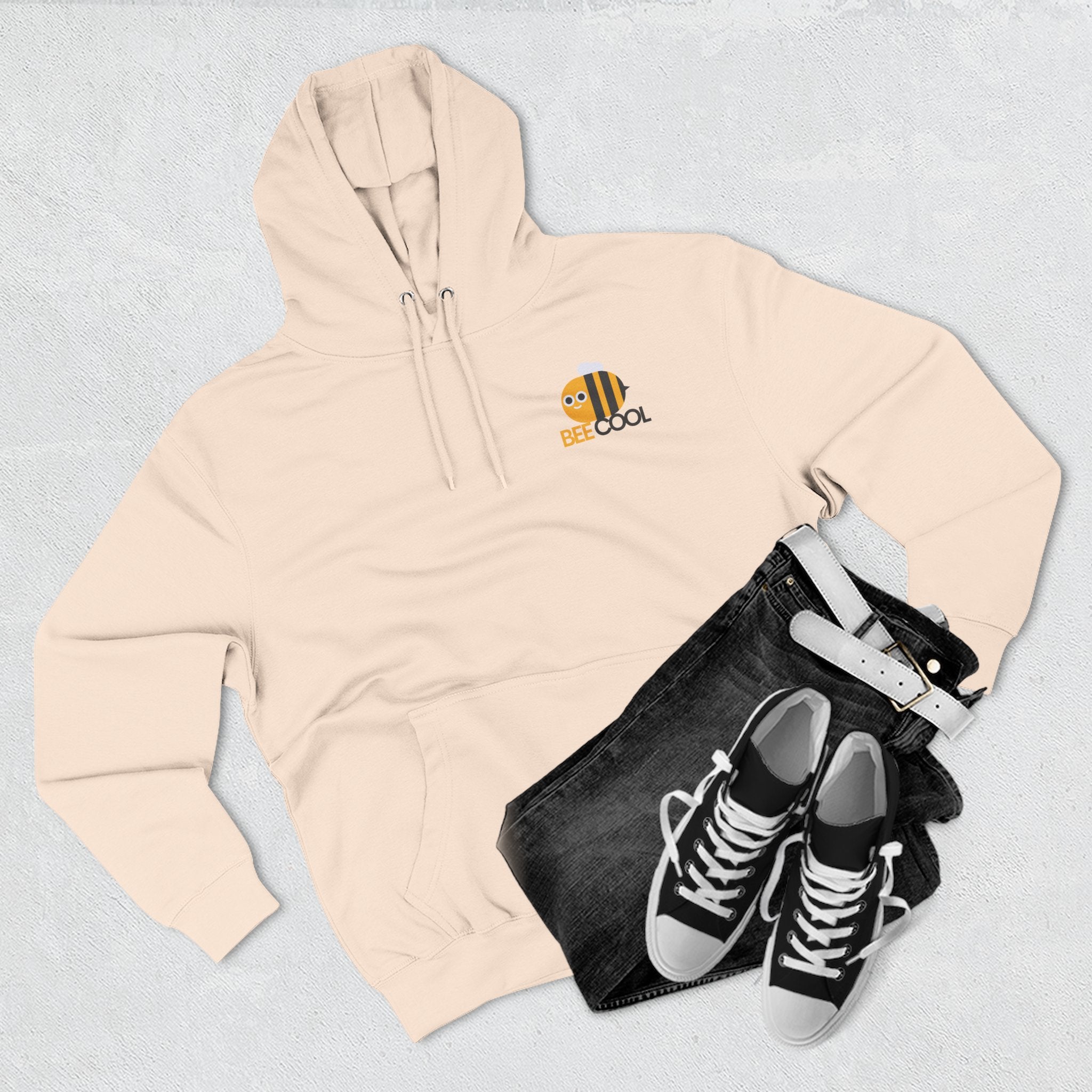 Leafen Bee Cool Fleece Hoodie - Fall Design, Cozy Sweatshirt, Perfect for cool weather, Fall Fashion, Gift Idea