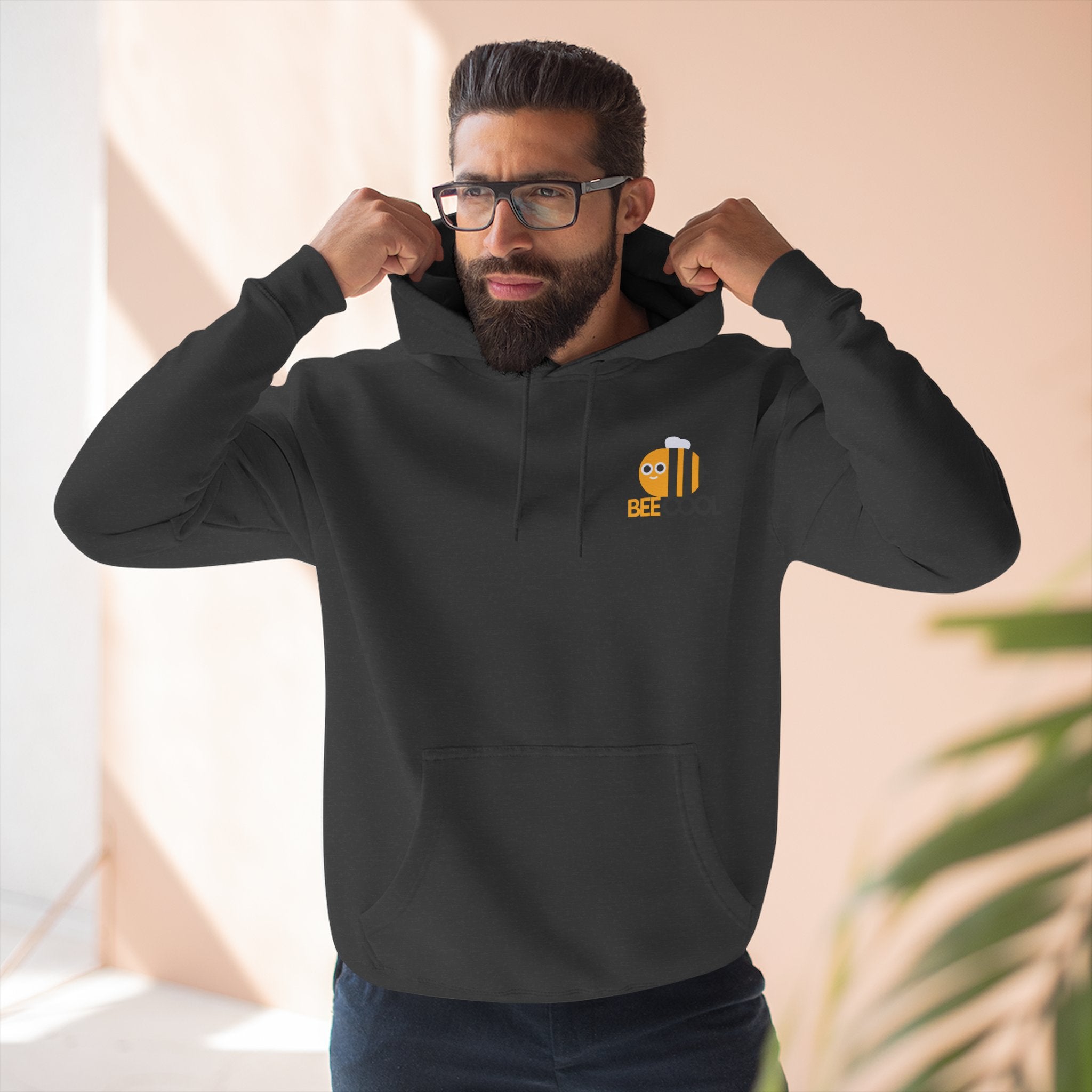 Leafen Bee Cool Fleece Hoodie - Fall Design, Cozy Sweatshirt, Perfect for cool weather, Fall Fashion, Gift Idea
