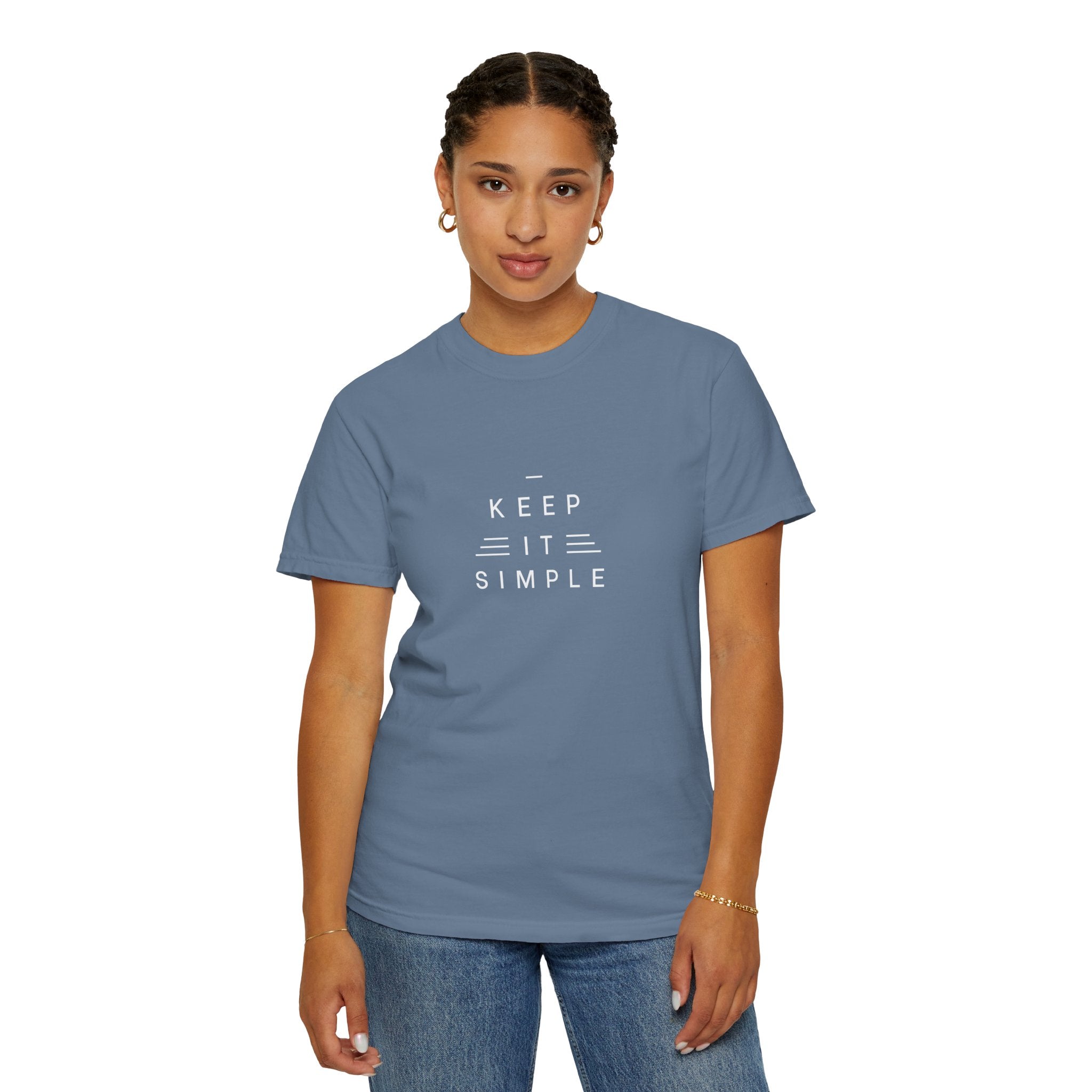 Leafen Keep it Simple Unisex Garment-Dyed T-shirt, Casual Wear, Summer Vibe, Gift for Friends, Relaxed Everyday Style