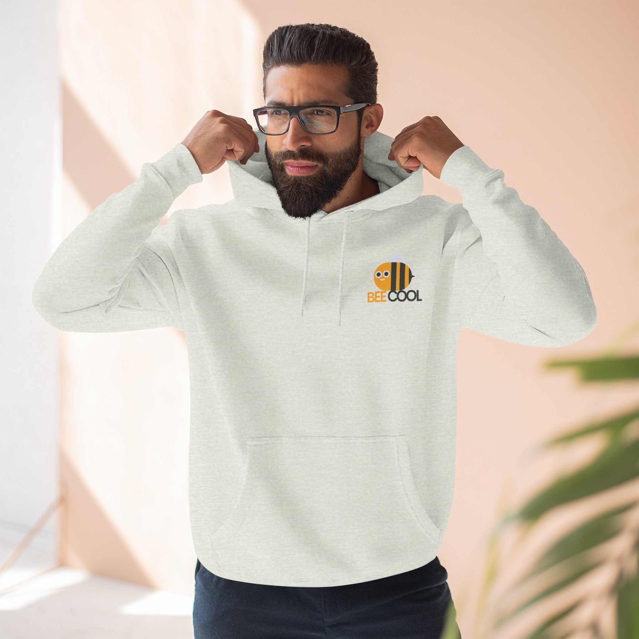 Leafen Bee Cool Fleece Hoodie - Fall Design, Cozy Sweatshirt, Perfect for cool weather, Fall Fashion, Gift Idea