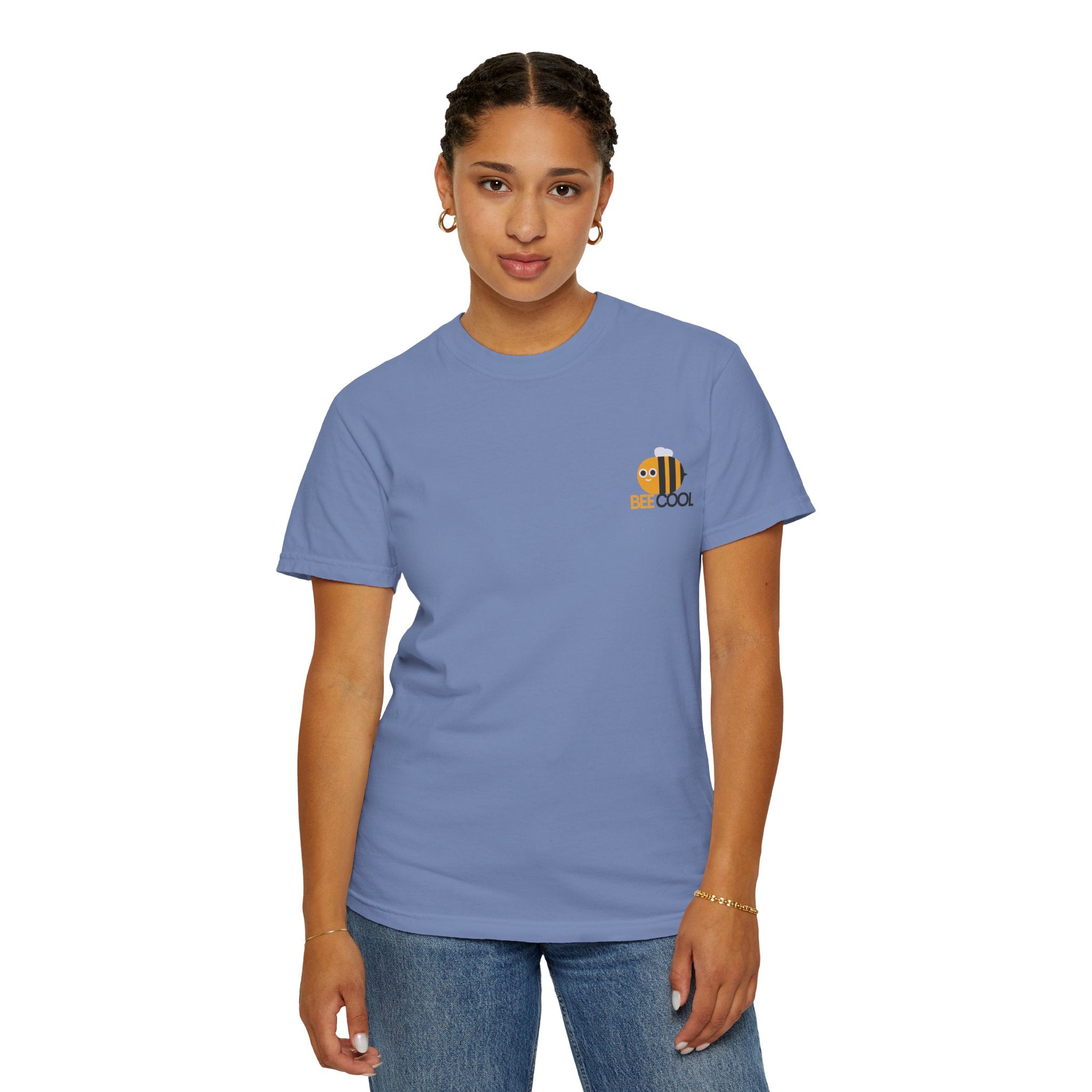 Leafen Bee Cool Unisex Garment-Dyed T-shirt, Casual Wear, Summer Vibe, Gift for Friends, Relaxed Everyday Style