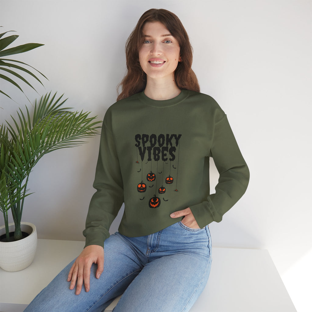 Leafen Spooky Vibes Unisex Garment-Dyed T-Shirt – 100% Ring-Spun Cotton, Soft Relaxed Fit Crewneck Tee for Men & Women