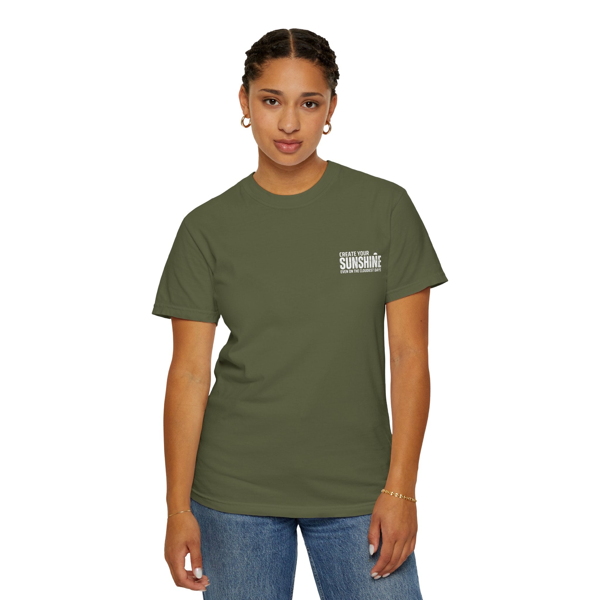 Leafen Create Sunshine Unisex Garment-Dyed T-shirt, Casual Wear, Summer Vibe, Gift for Friends, Relaxed Everyday Style