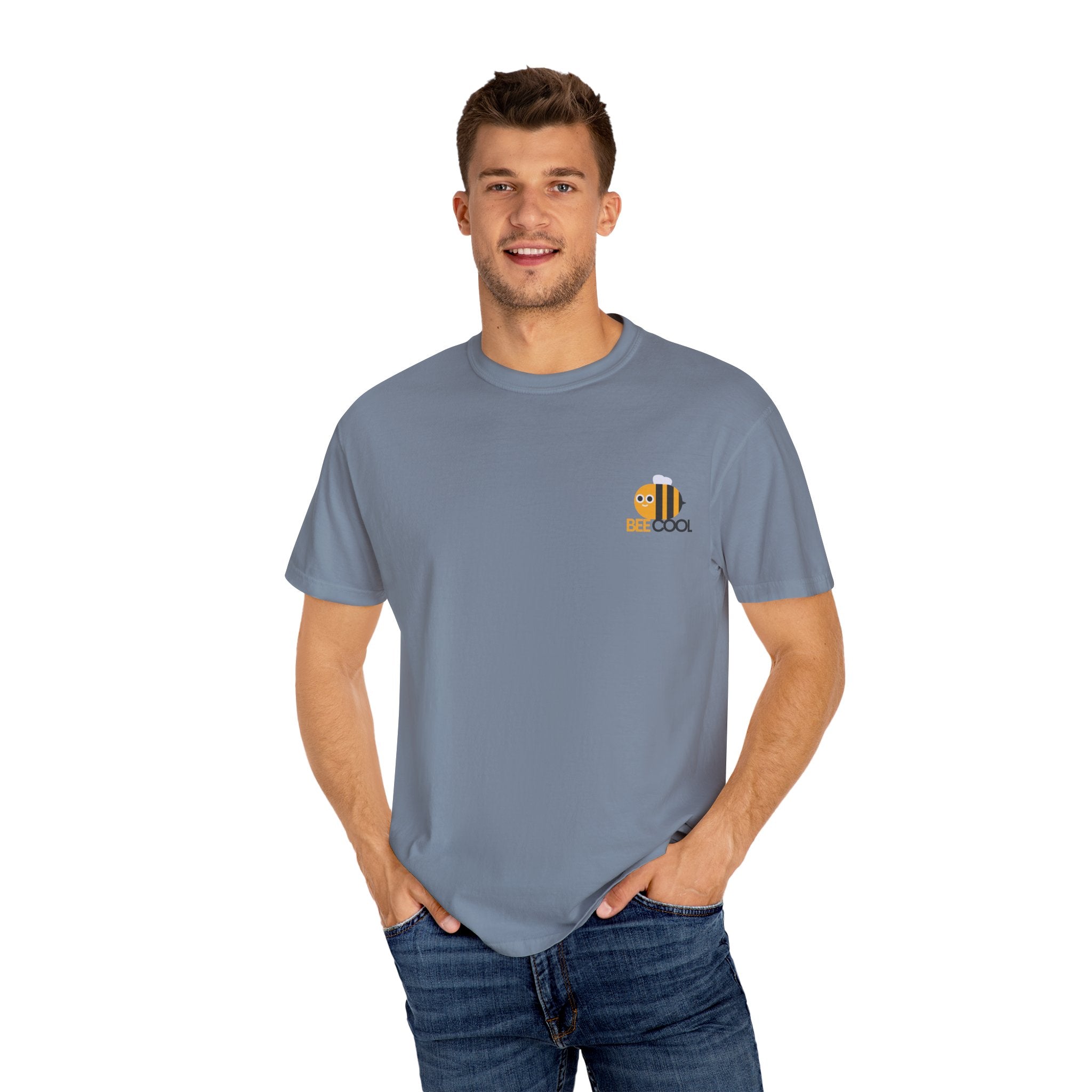 Leafen Bee Cool Unisex Garment-Dyed T-shirt, Casual Wear, Summer Vibe, Gift for Friends, Relaxed Everyday Style