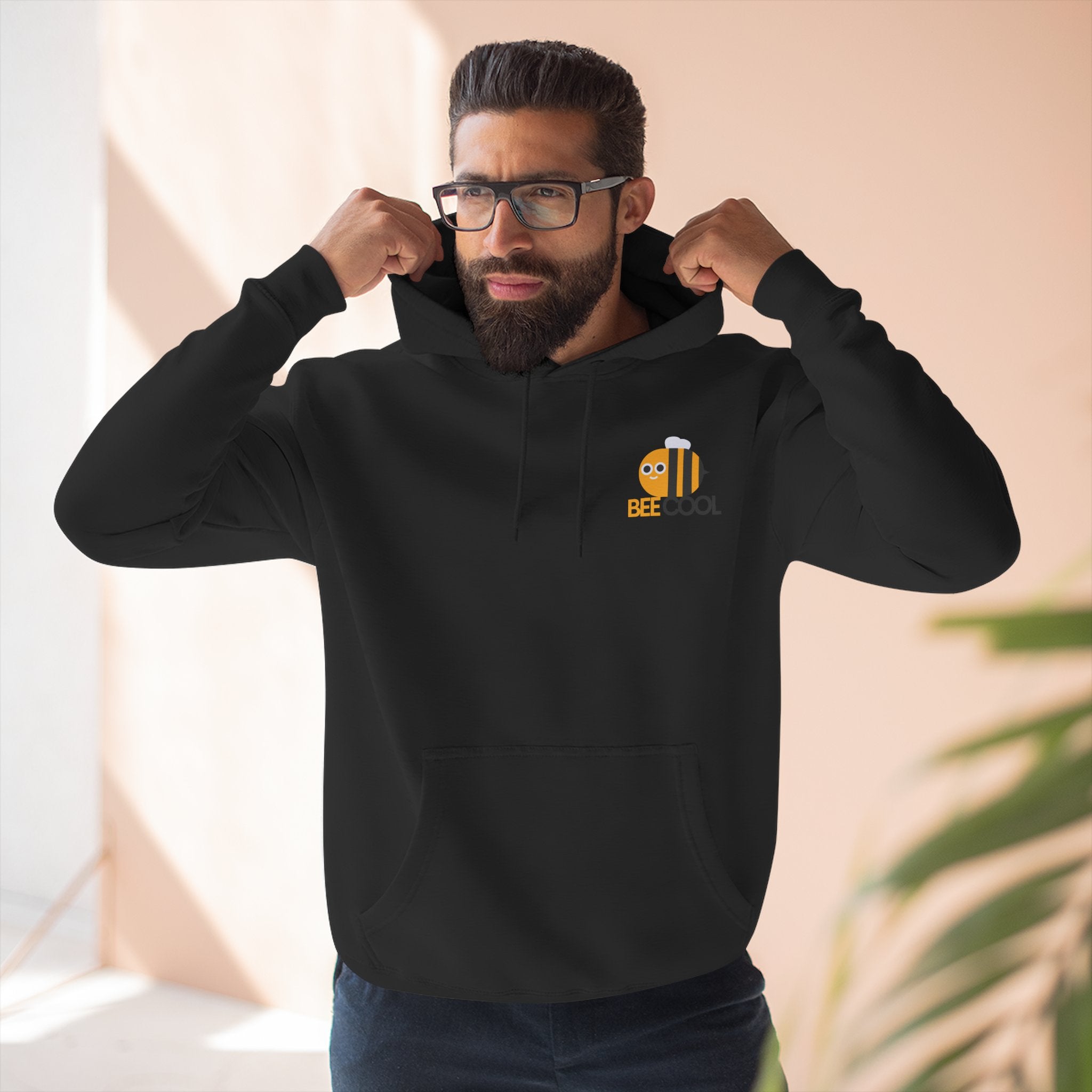 Leafen Bee Cool Fleece Hoodie - Fall Design, Cozy Sweatshirt, Perfect for cool weather, Fall Fashion, Gift Idea