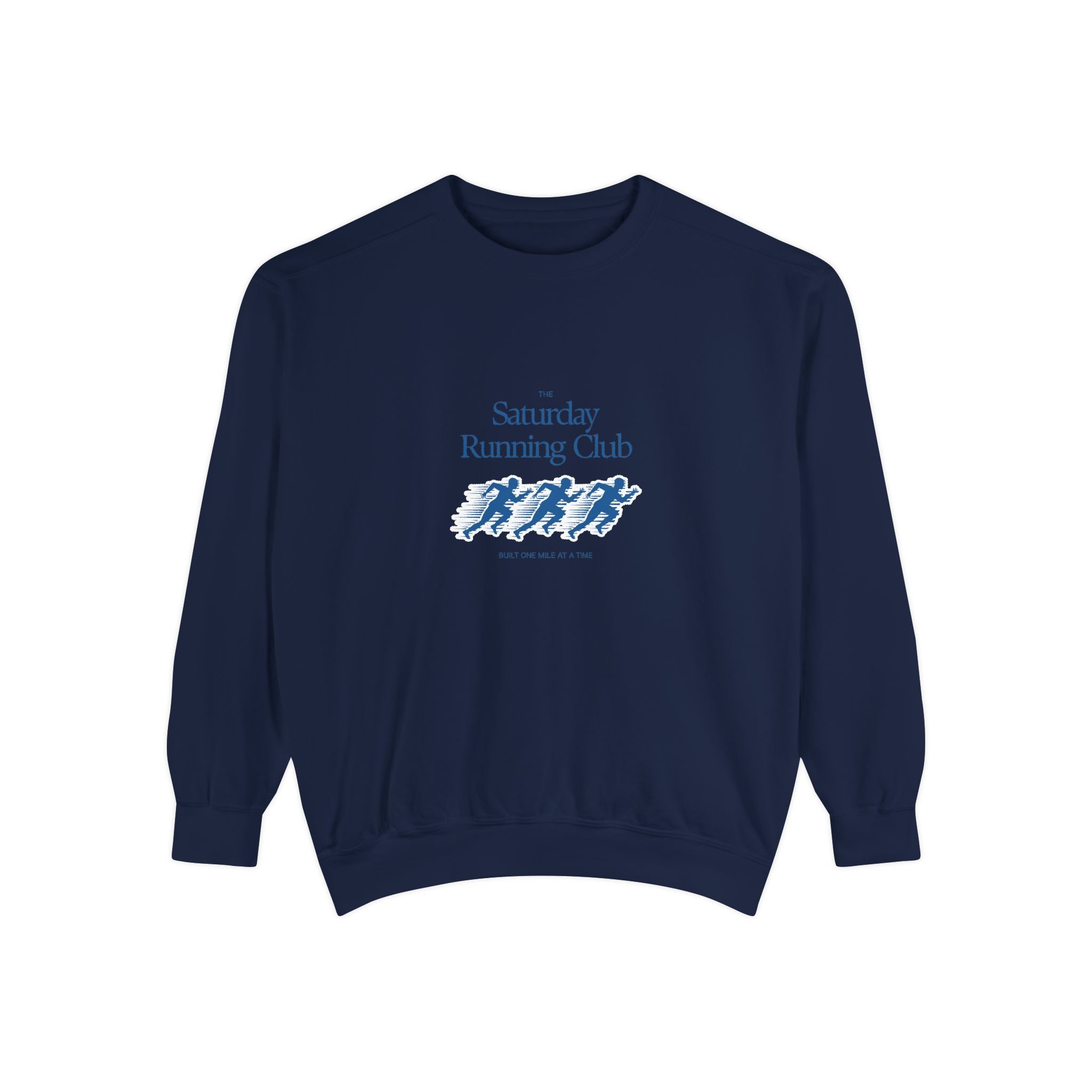 Running Club Unisex Garment-Dyed Sweatshirt, Cozy Pullover Sweatshirt, Casual Streetwear, Gift for Her