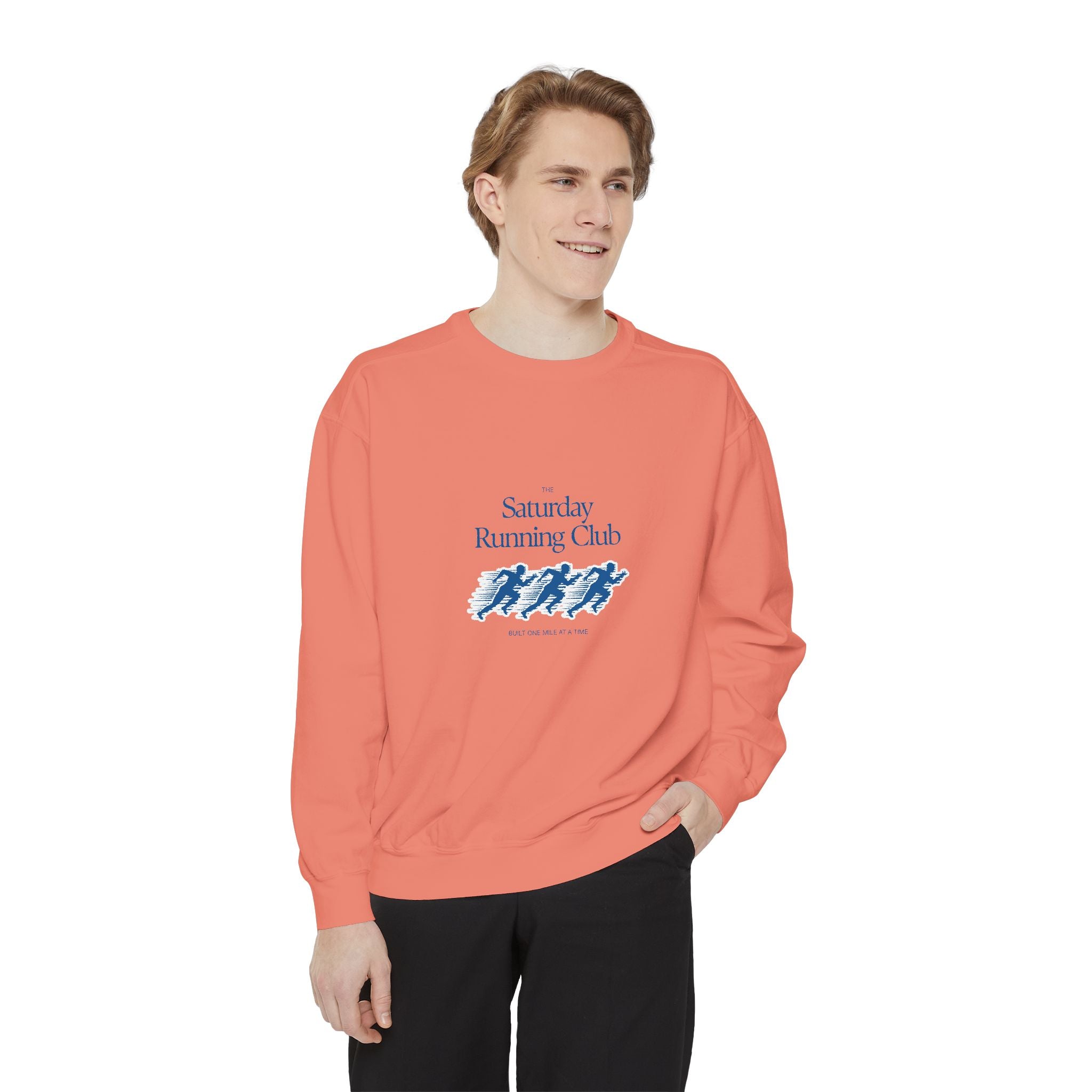 Running Club Unisex Garment-Dyed Sweatshirt, Cozy Pullover Sweatshirt, Casual Streetwear, Gift for Her