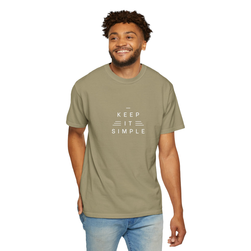 Leafen Keep it Simple Unisex Garment-Dyed T-shirt, Casual Wear, Summer Vibe, Gift for Friends, Relaxed Everyday Style