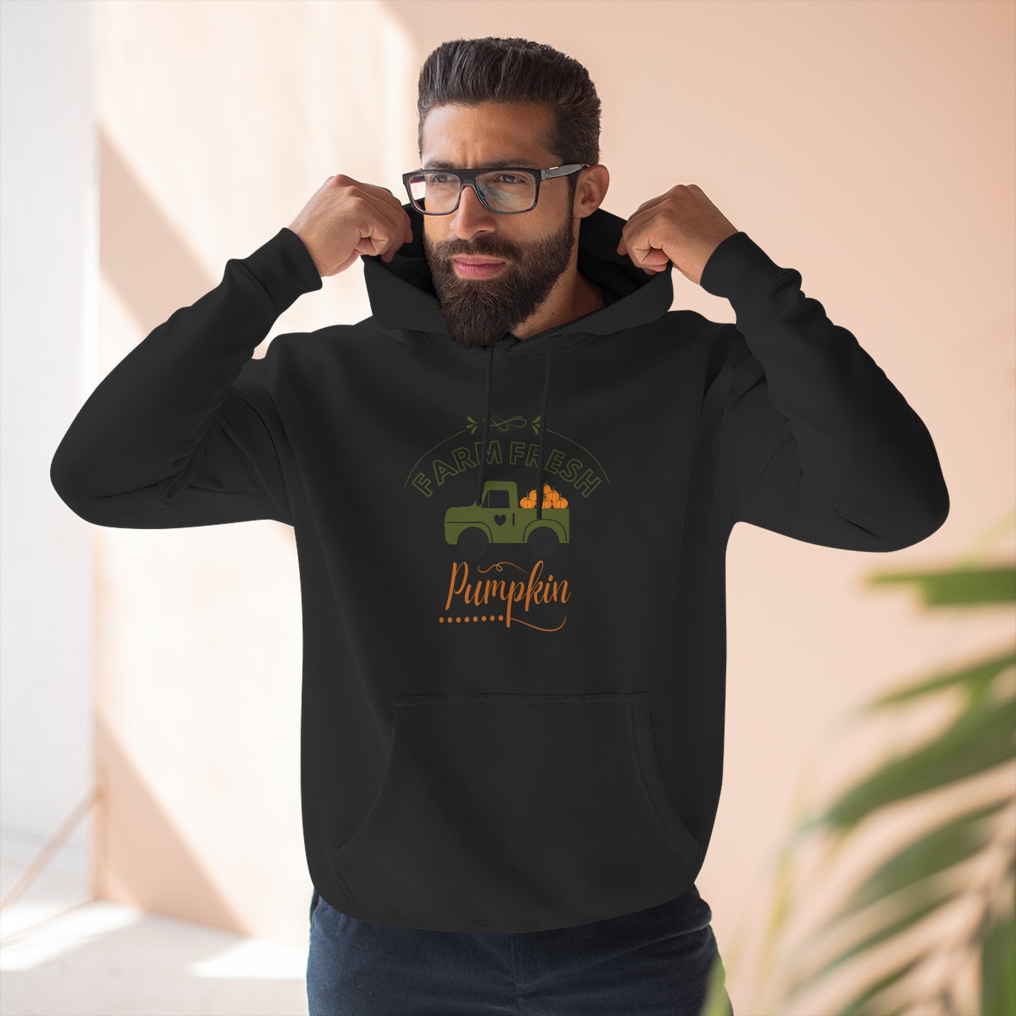 Leafen Autumn Fleece Hoodie - Peace, Love, Fall Design, Cozy Sweatshirt, Perfect for Thanksgiving, Fall Fashion, Gift Idea