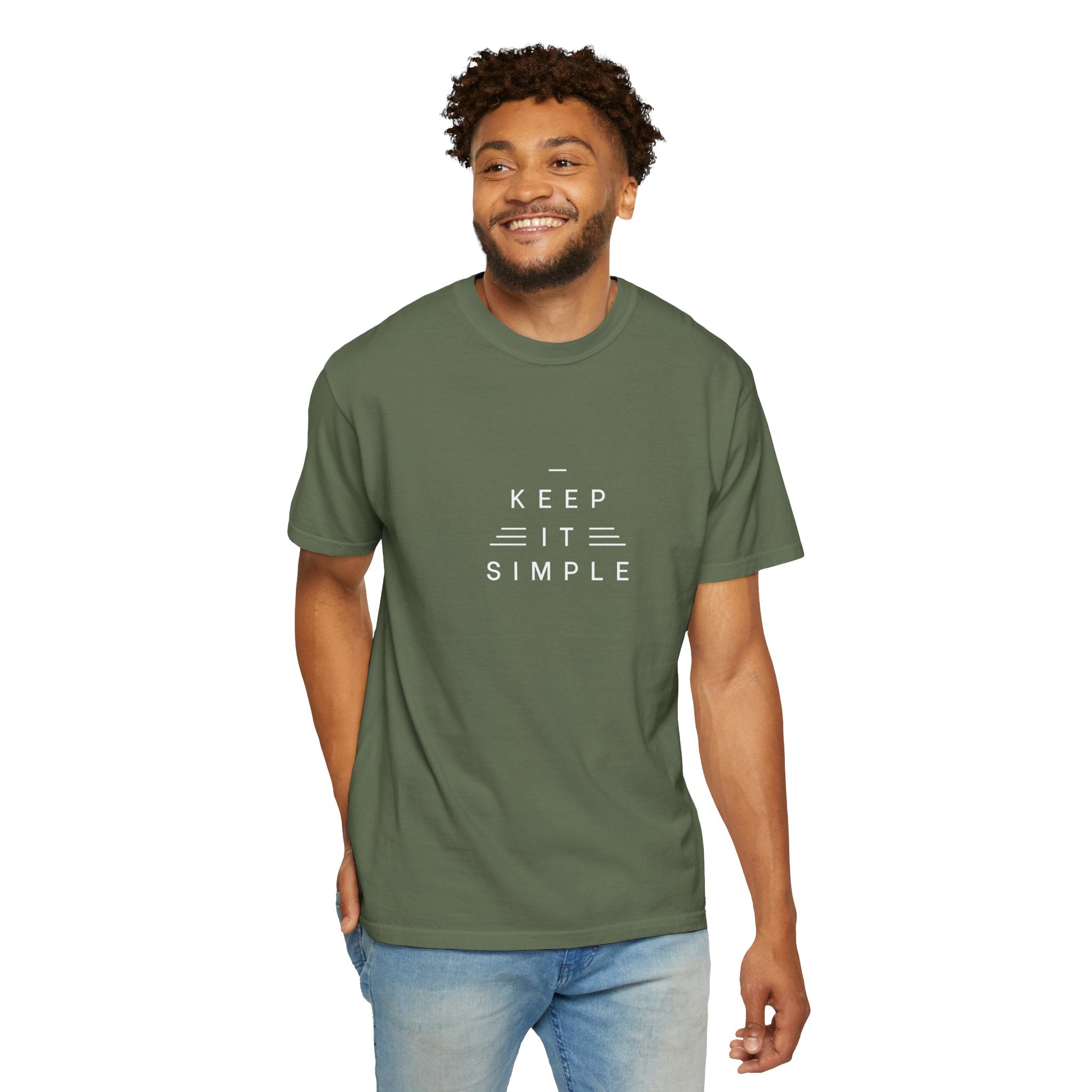 Leafen Keep it Simple Unisex Garment-Dyed T-shirt, Casual Wear, Summer Vibe, Gift for Friends, Relaxed Everyday Style