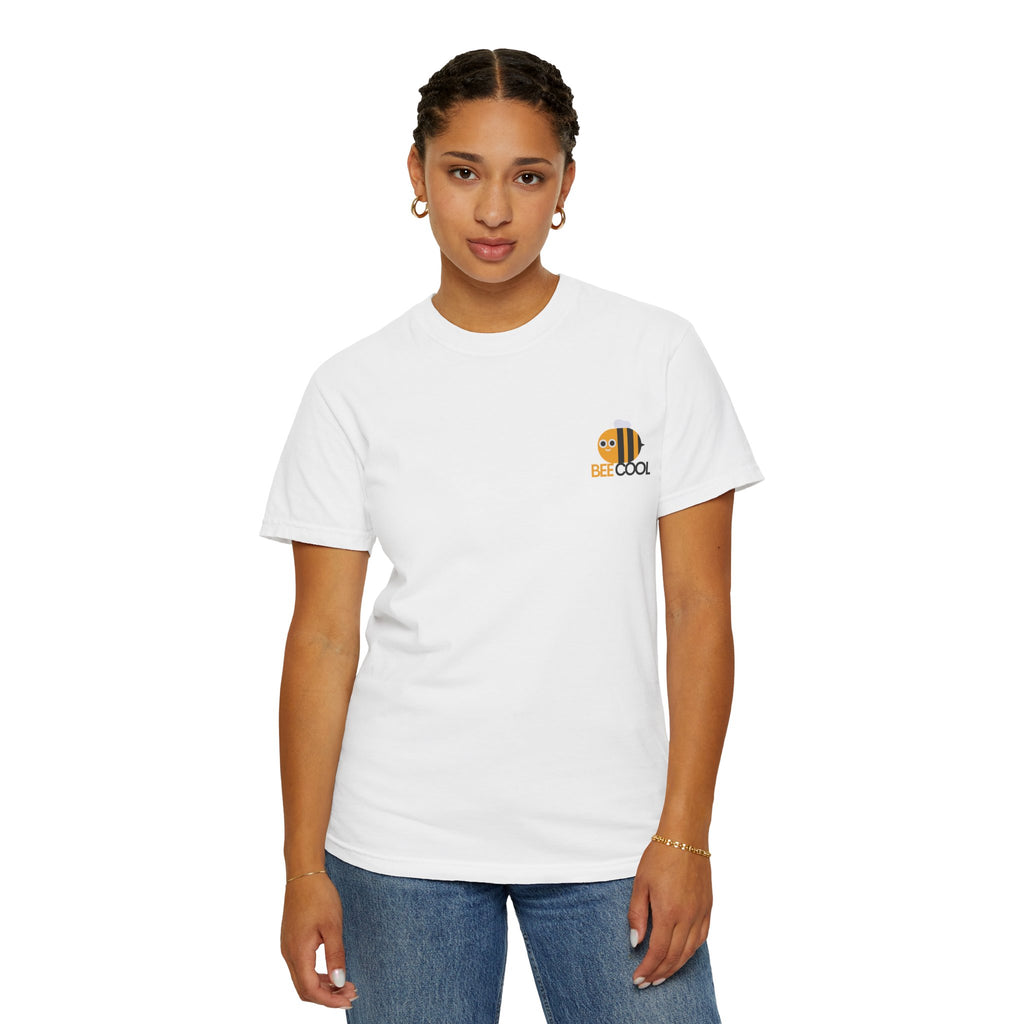 Leafen Bee Cool Unisex Garment-Dyed T-shirt, Casual Wear, Summer Vibe, Gift for Friends, Relaxed Everyday Style