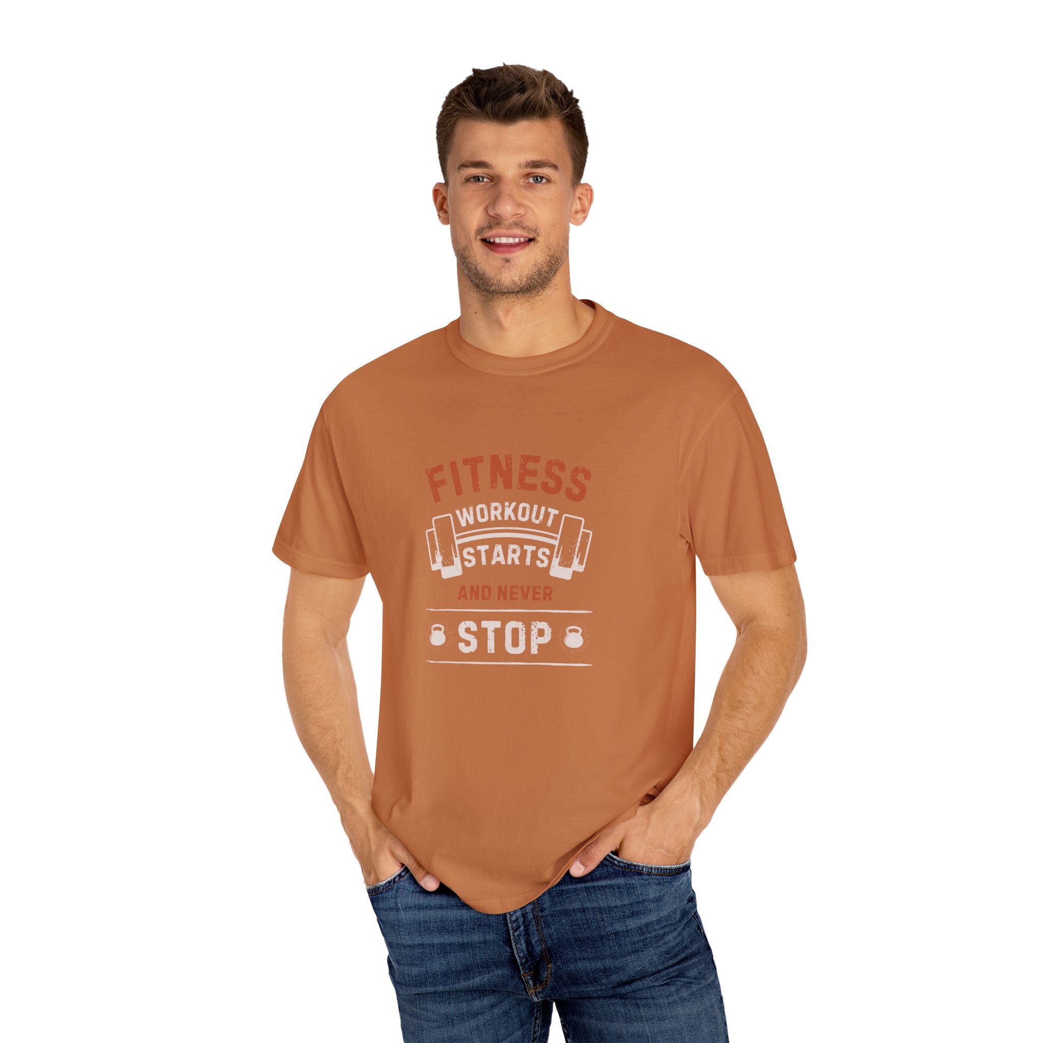 Fitness Workout Unisex Garment-Dyed T-shirt, Casual Wear, Summer Vibe, Gift for Friends, Motivational Relaxed Everyday Style