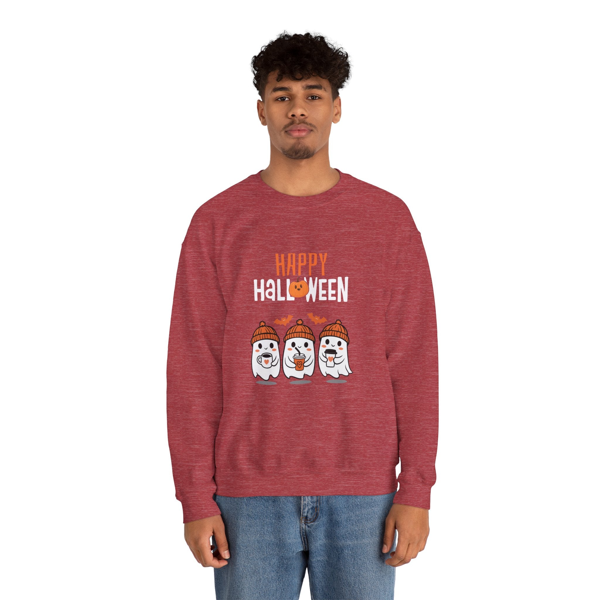 Leafen Happy Halloween Sweatshirt, Cozy Crewneck, Unisex Gift, Perfect for Halloween, Casual Wear