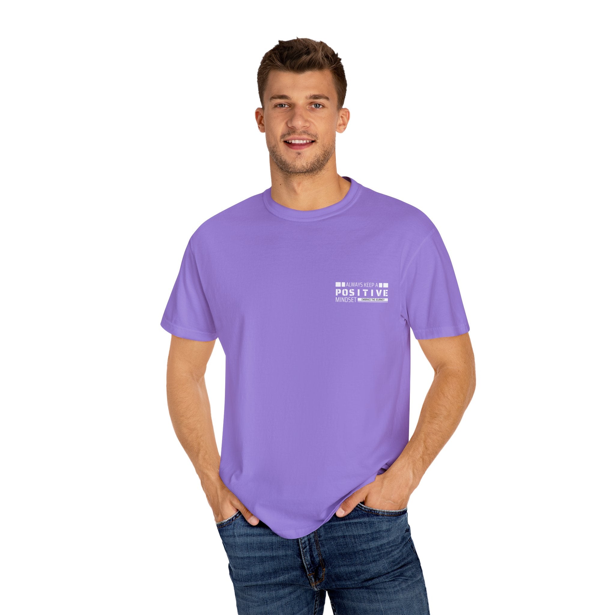 Leafen Positive Vibe Unisex Garment-Dyed T-shirt, Casual Wear, Summer Vibe, Gift for Friends, Relaxed Everyday Style