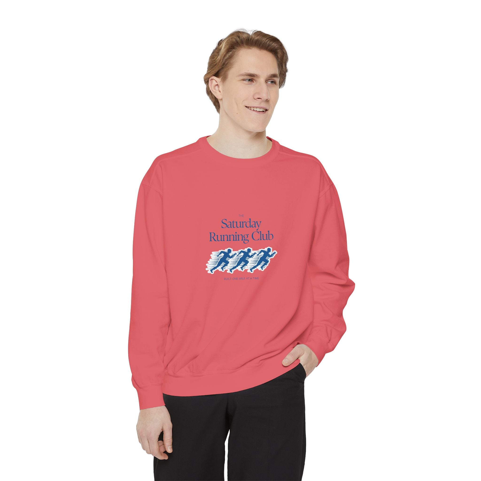 Running Club Unisex Garment-Dyed Sweatshirt, Cozy Pullover Sweatshirt, Casual Streetwear, Gift for Her