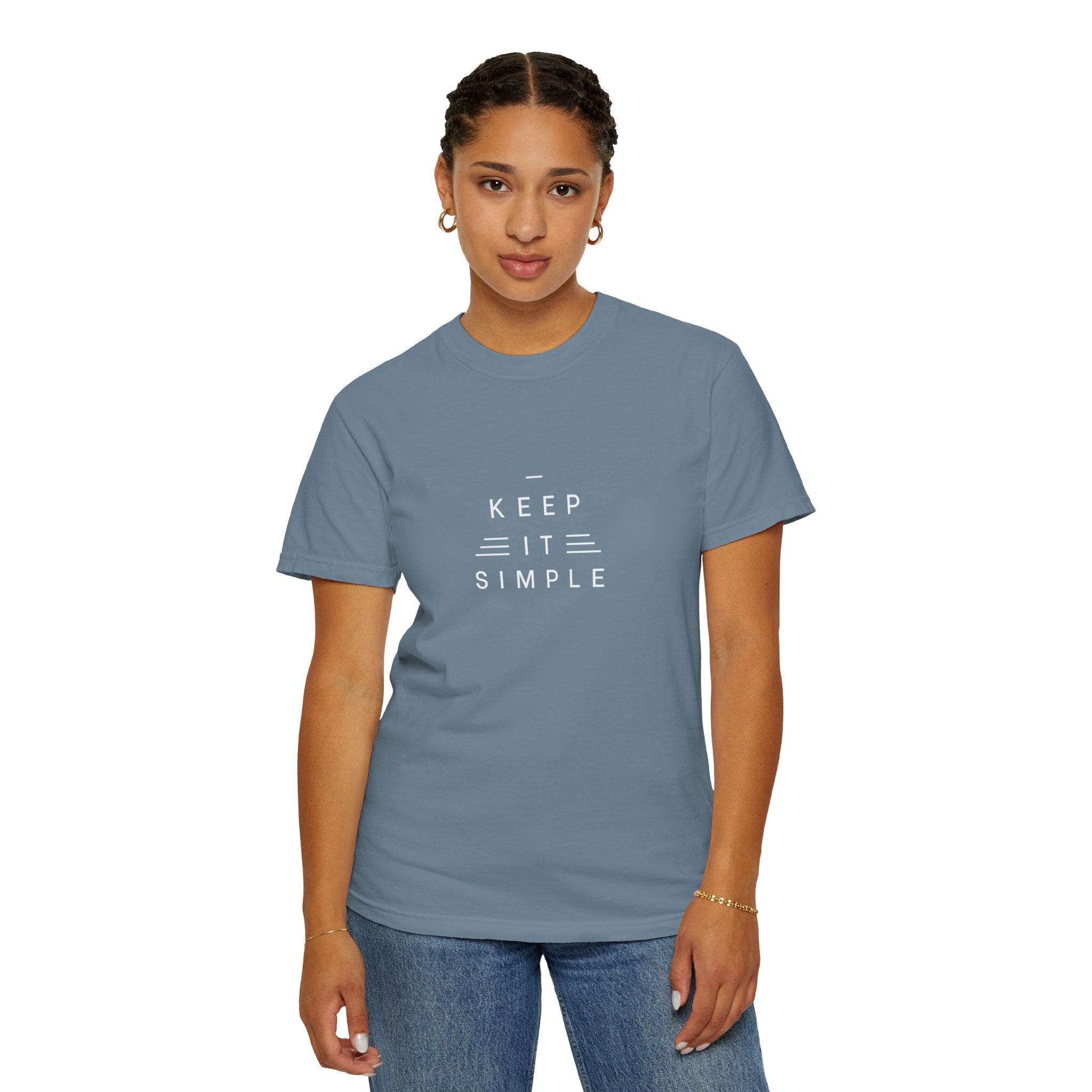 Leafen Keep it Simple Unisex Garment-Dyed T-shirt, Casual Wear, Summer Vibe, Gift for Friends, Relaxed Everyday Style