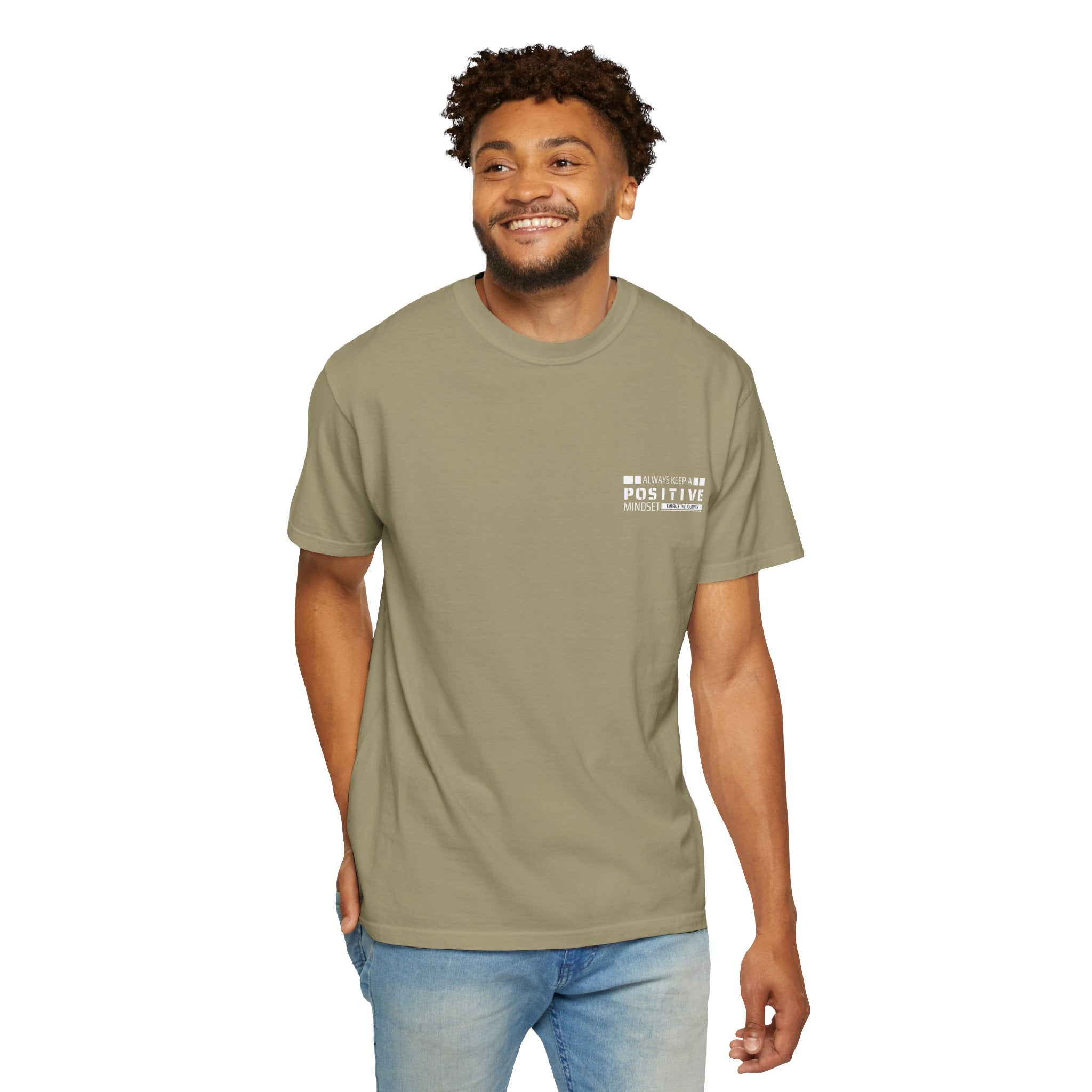 Leafen Positive Vibe Unisex Garment-Dyed T-shirt, Casual Wear, Summer Vibe, Gift for Friends, Relaxed Everyday Style