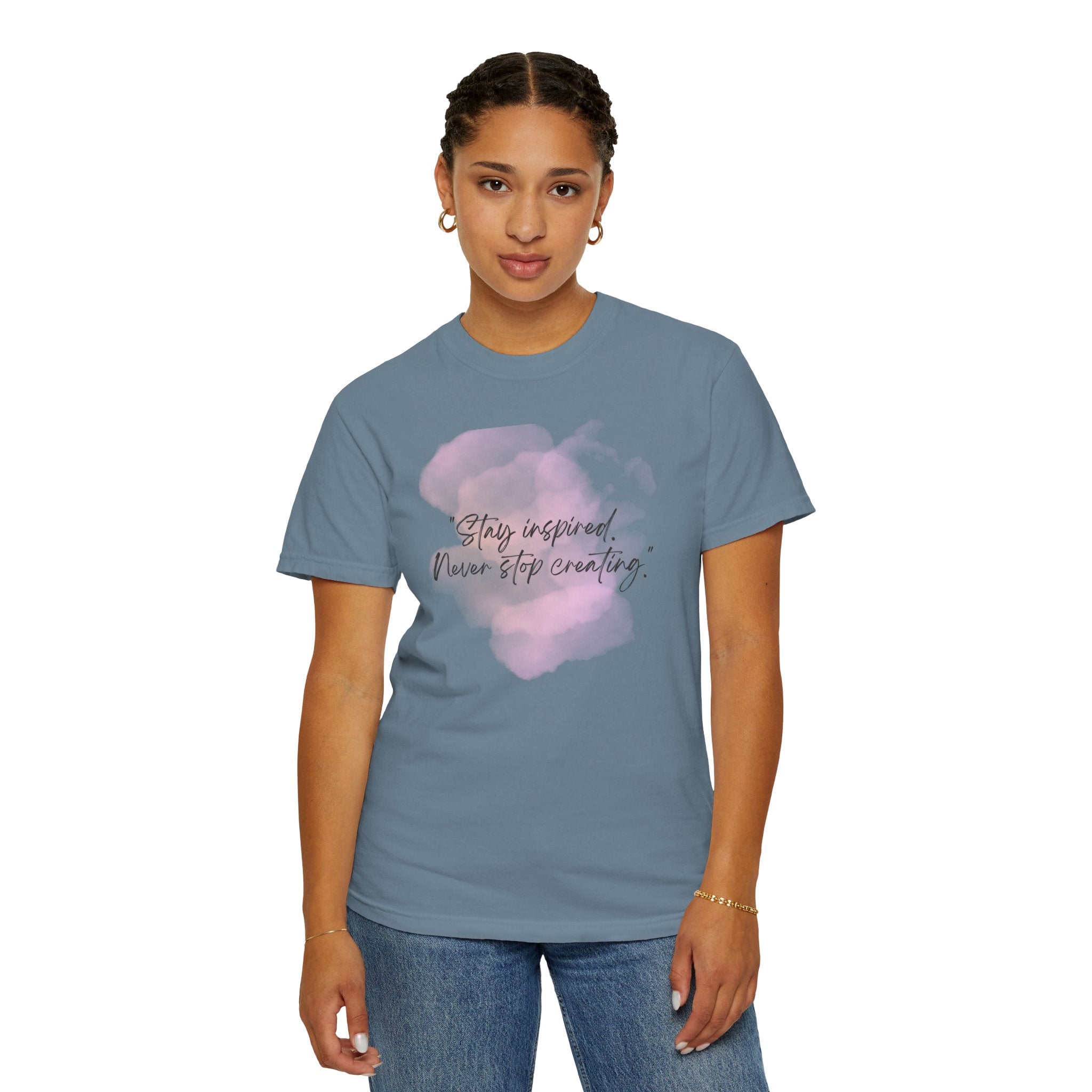 Leafen Stay Inspired Unisex Garment-Dyed T-shirt, Casual Wear, Summer Vibe, Gift for Friends, Relaxed Everyday Style