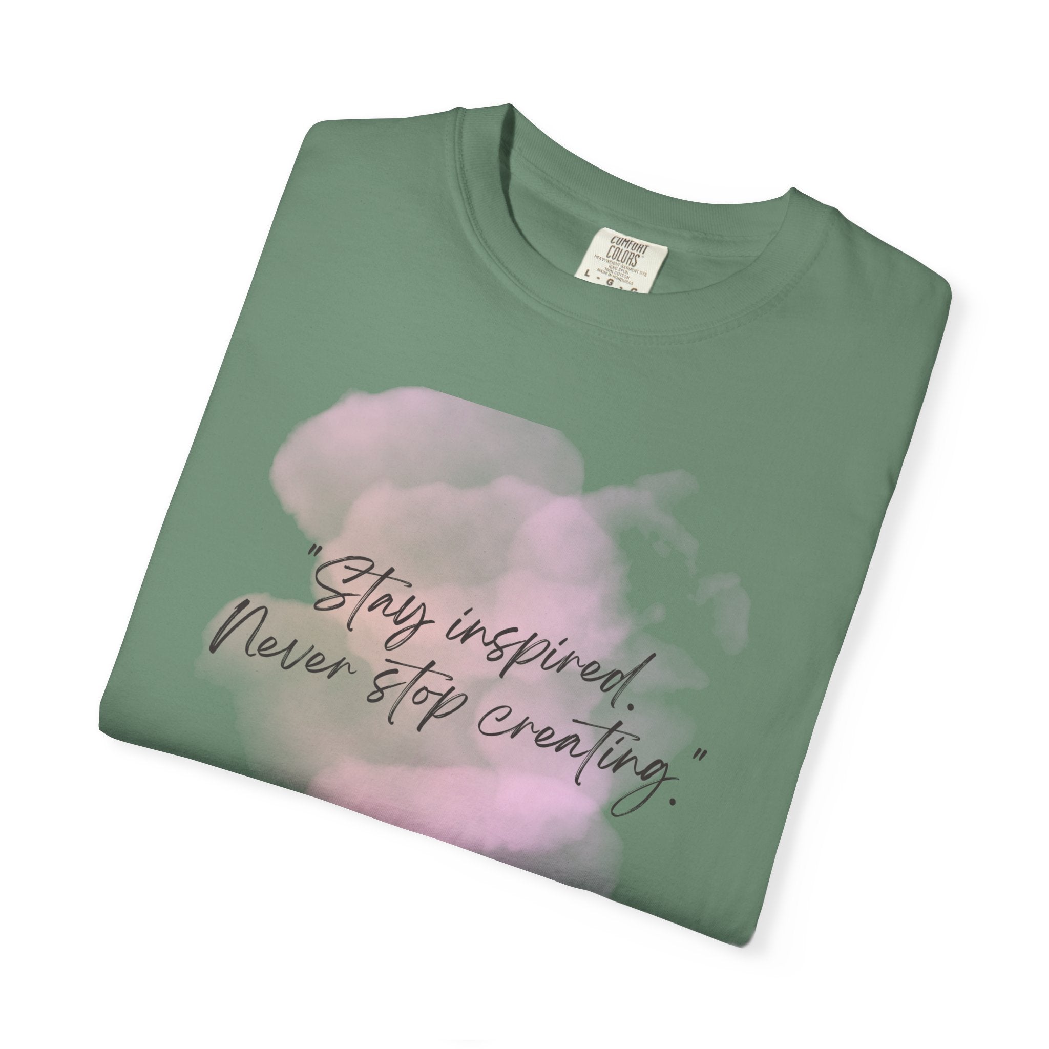 Leafen Stay Inspired Unisex Garment-Dyed T-shirt, Casual Wear, Summer Vibe, Gift for Friends, Relaxed Everyday Style