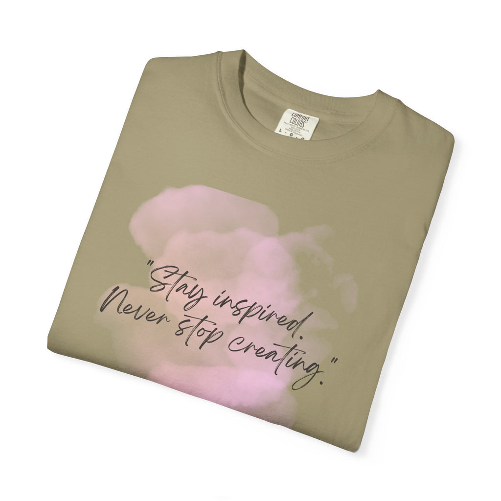 Leafen Stay Inspired Unisex Garment-Dyed T-shirt, Casual Wear, Summer Vibe, Gift for Friends, Relaxed Everyday Style