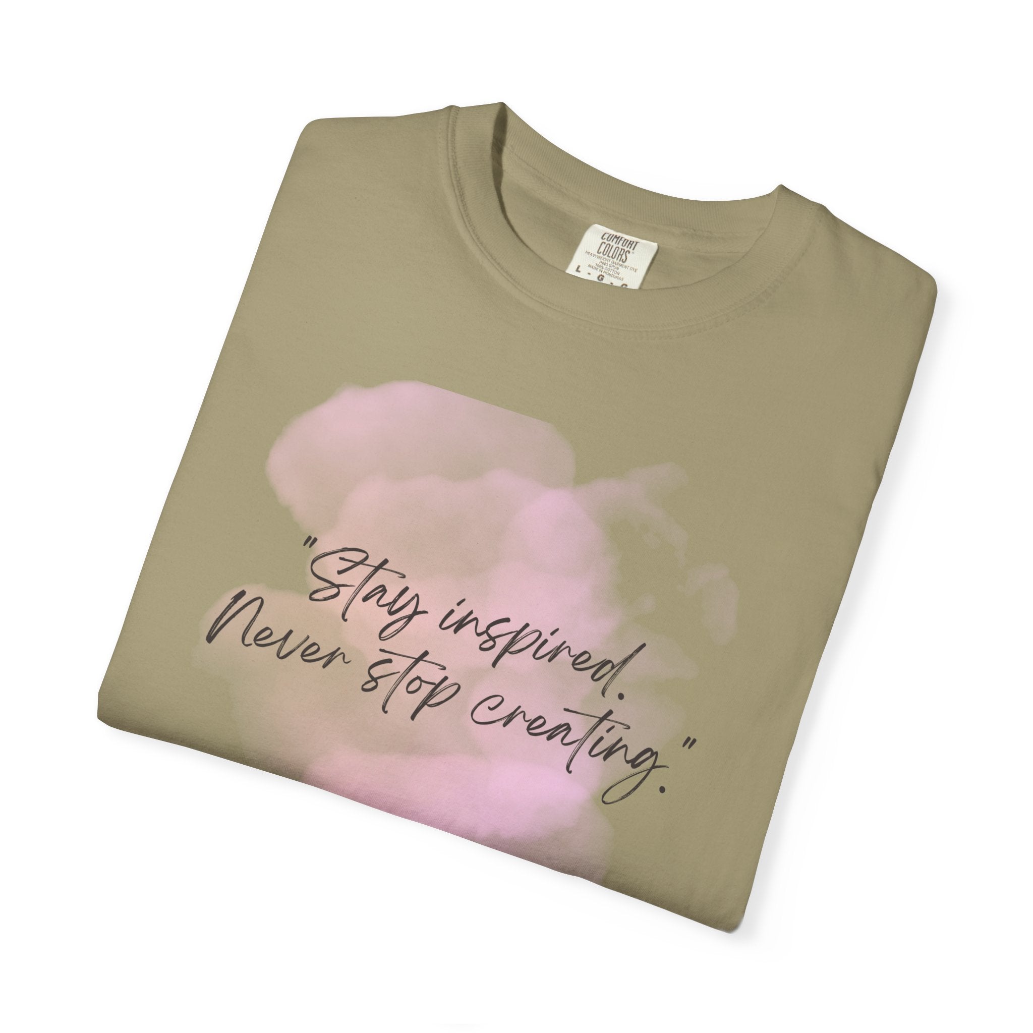 Leafen Stay Inspired Unisex Garment-Dyed T-shirt, Casual Wear, Summer Vibe, Gift for Friends, Relaxed Everyday Style