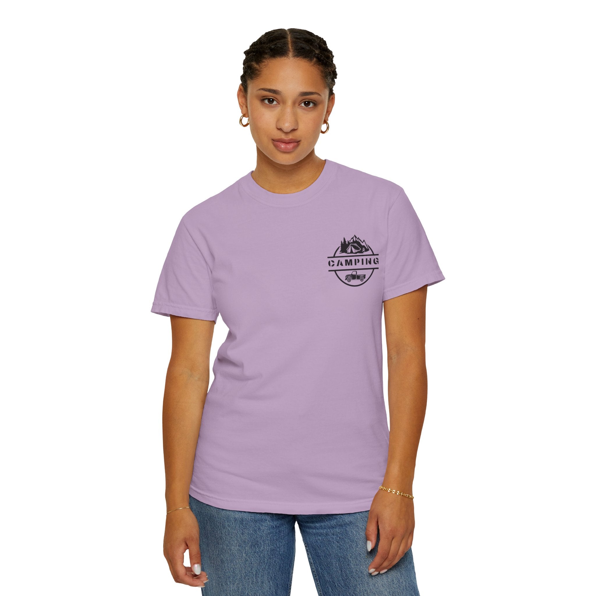 Leafen Camping Unisex Garment-Dyed T-shirt, Casual Wear, Summer Vibe, Gift for Friends, Relaxed Everyday Style