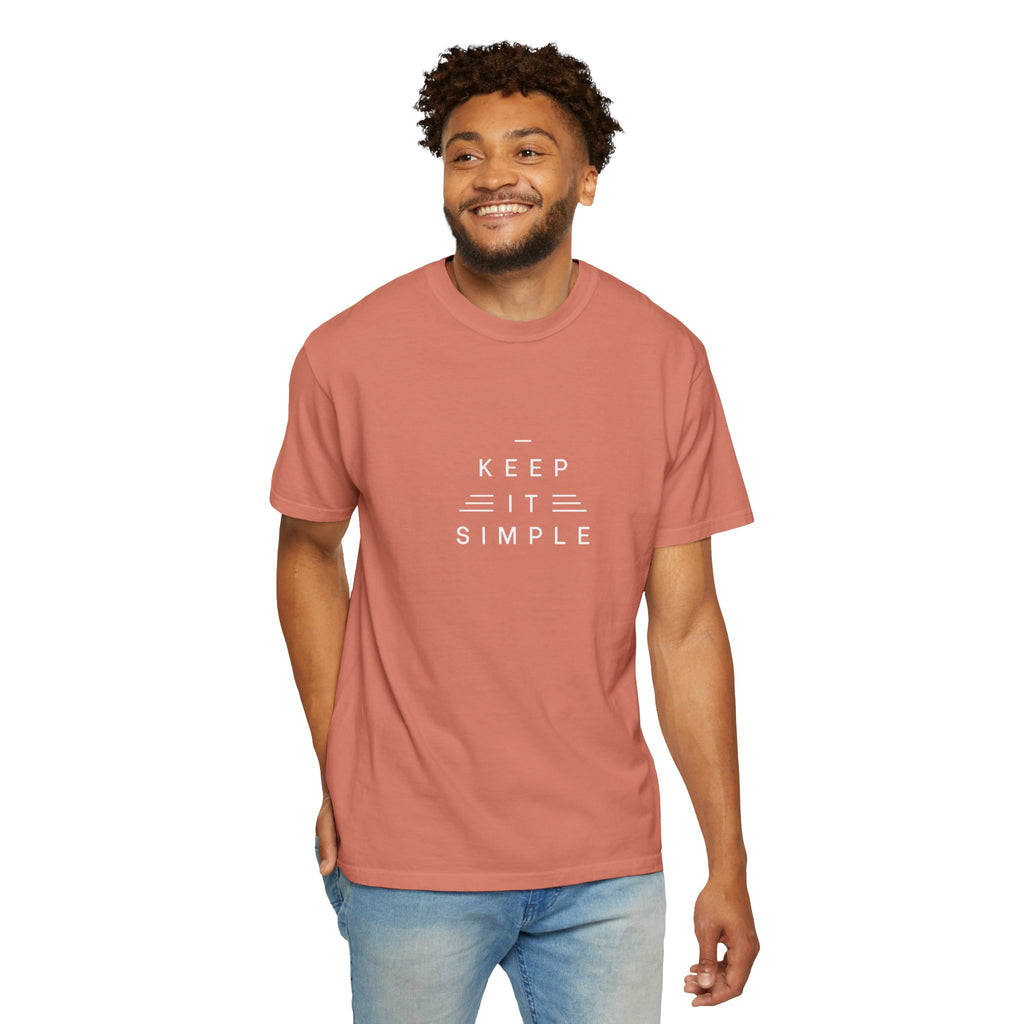 Leafen Keep it Simple Unisex Garment-Dyed T-shirt, Casual Wear, Summer Vibe, Gift for Friends, Relaxed Everyday Style