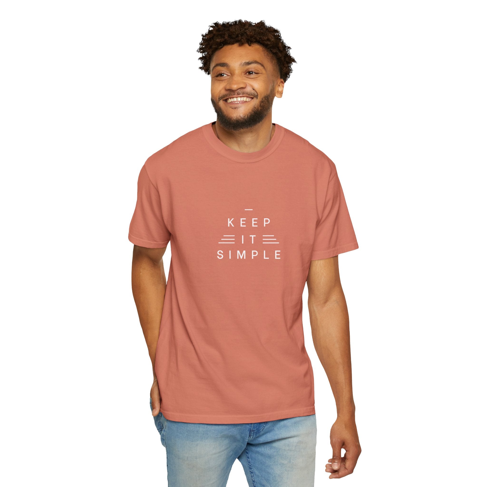 Leafen Keep it Simple Unisex Garment-Dyed T-shirt, Casual Wear, Summer Vibe, Gift for Friends, Relaxed Everyday Style