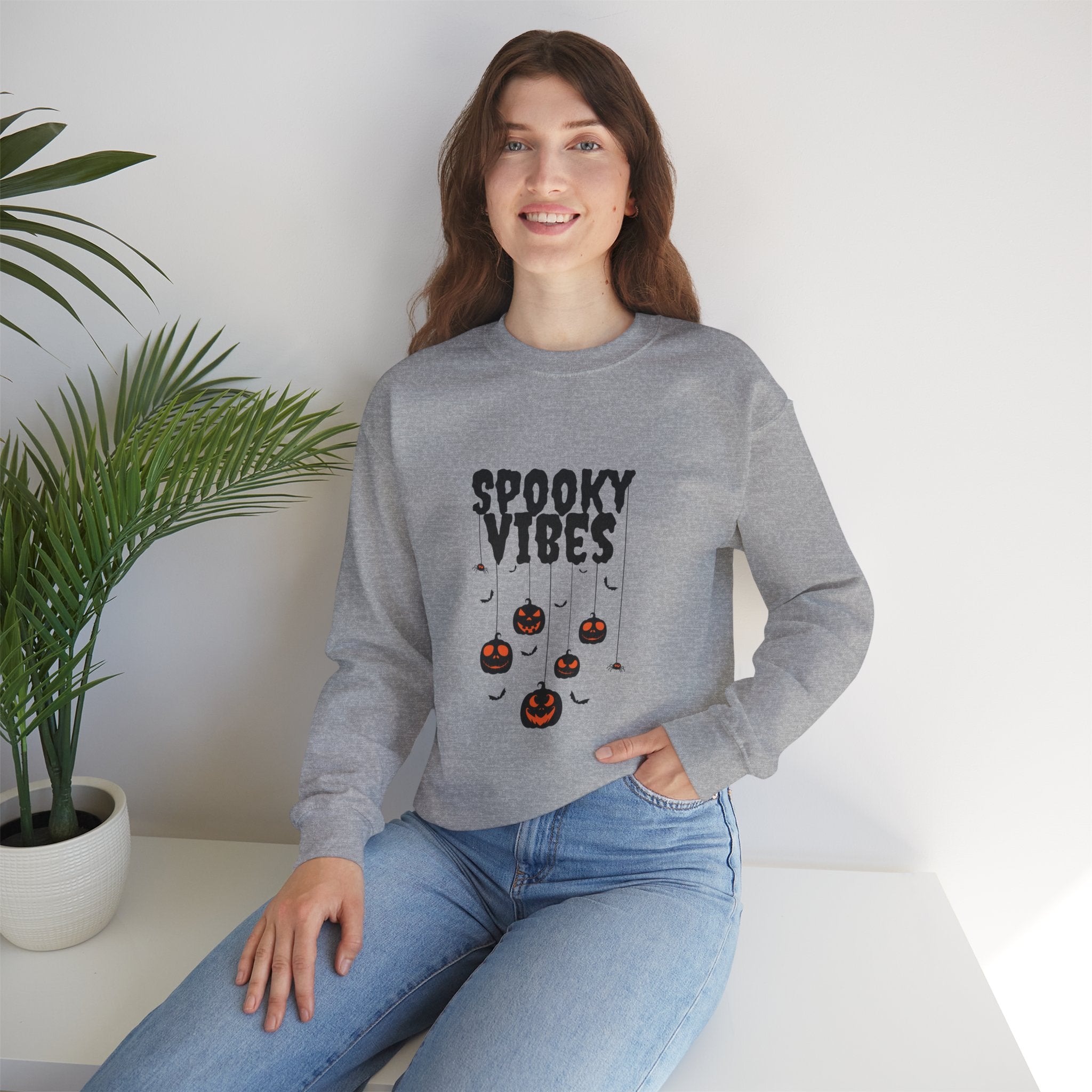 Leafen Spooky Vibes Unisex Garment-Dyed T-Shirt – 100% Ring-Spun Cotton, Soft Relaxed Fit Crewneck Tee for Men & Women