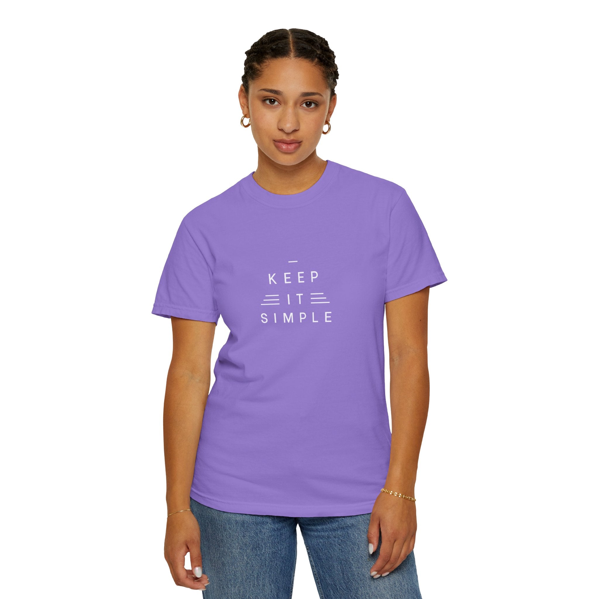 Leafen Keep it Simple Unisex Garment-Dyed T-shirt, Casual Wear, Summer Vibe, Gift for Friends, Relaxed Everyday Style