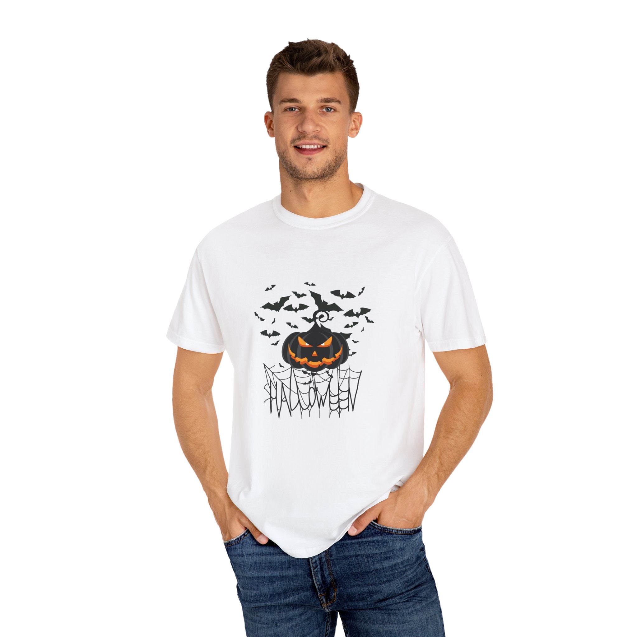 Halloween Vibe Unisex Garment-Dyed T-shirt, Casual Wear, Summer Vibe, Gift for Friends, Relaxed Everyday Style