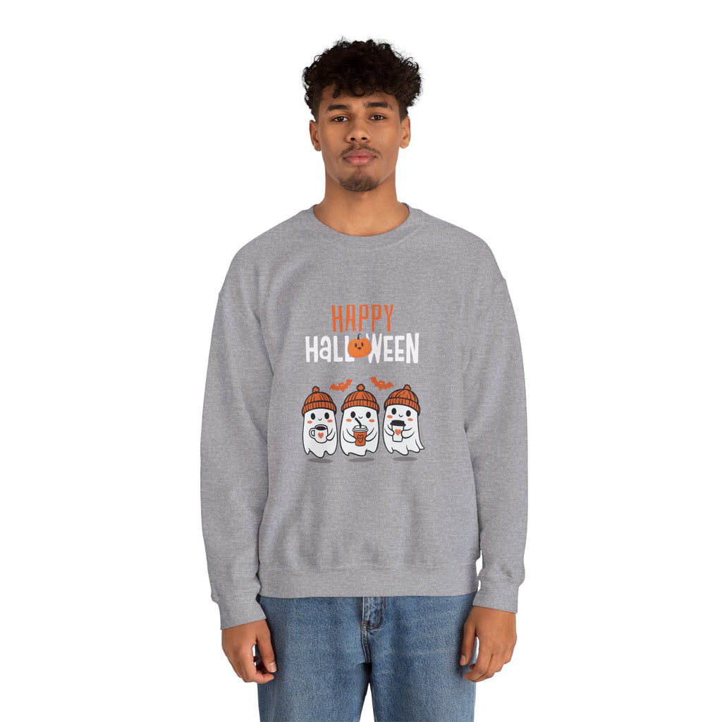 Leafen Happy Halloween Sweatshirt, Cozy Crewneck, Unisex Gift, Perfect for Halloween, Casual Wear