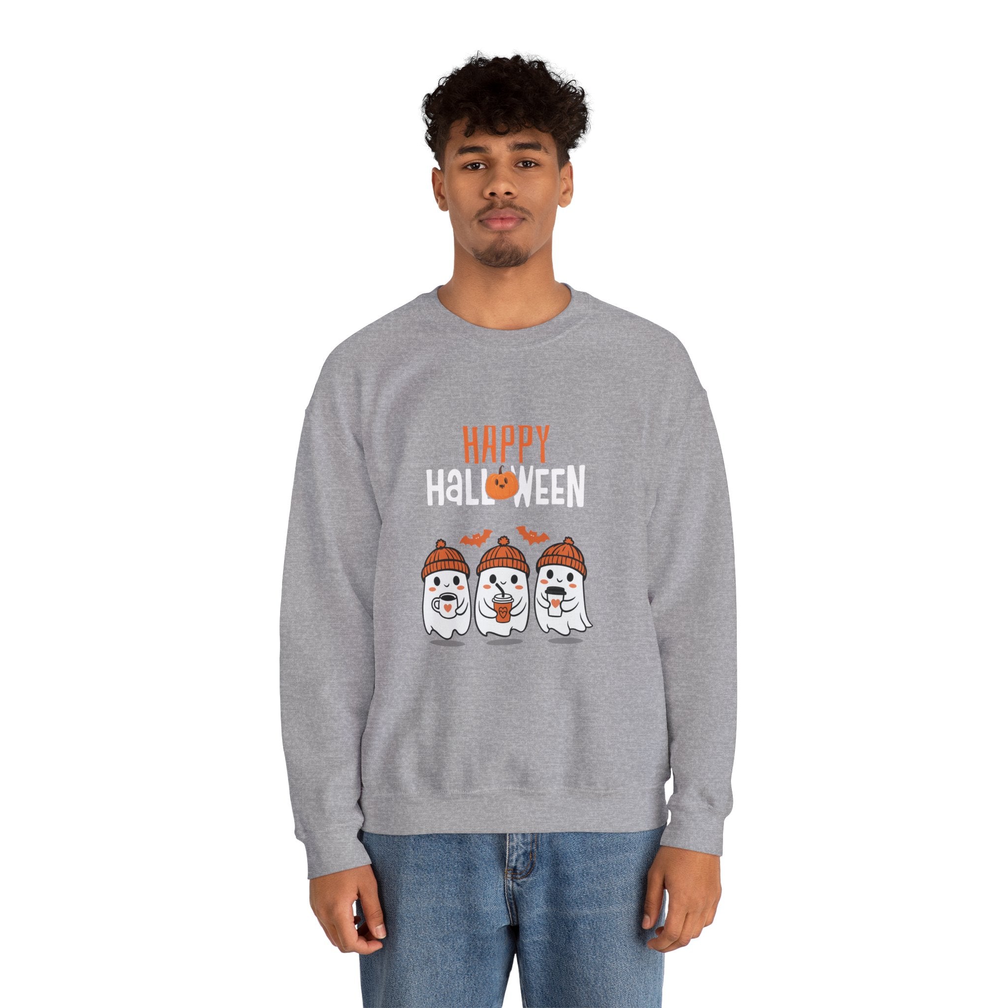 Leafen Happy Halloween Sweatshirt, Cozy Crewneck, Unisex Gift, Perfect for Halloween, Casual Wear